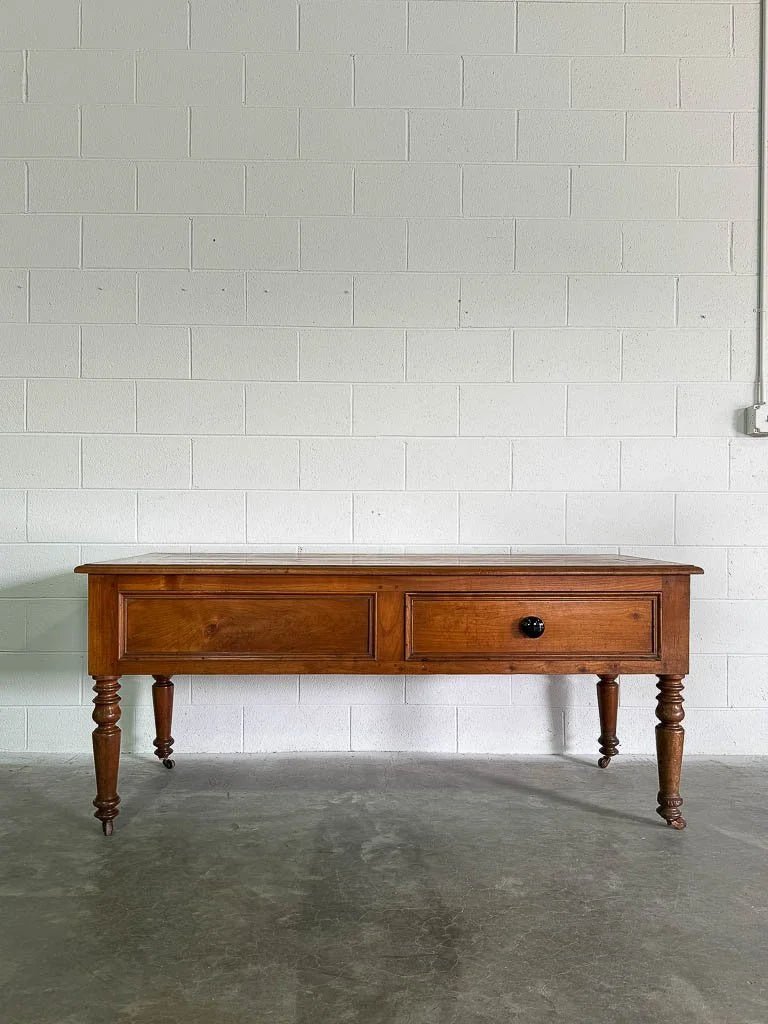 Antique cherry wood kitchen prep table - House on Horizon