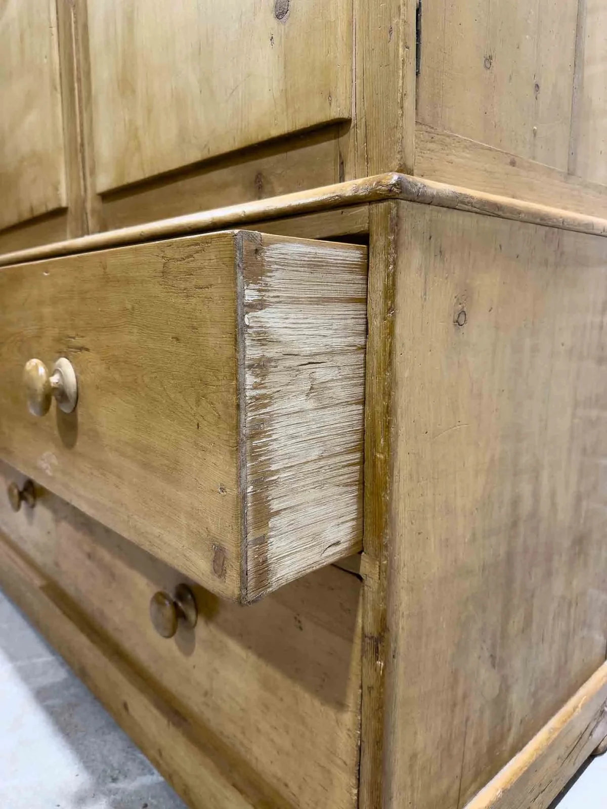 Antique English linen press with interior drawers - House on Horizon