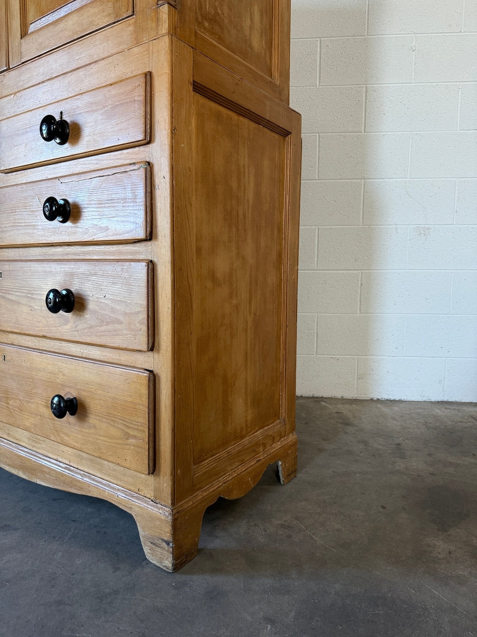 Antique English Linen Press with Shelved Interior - House on Horizon