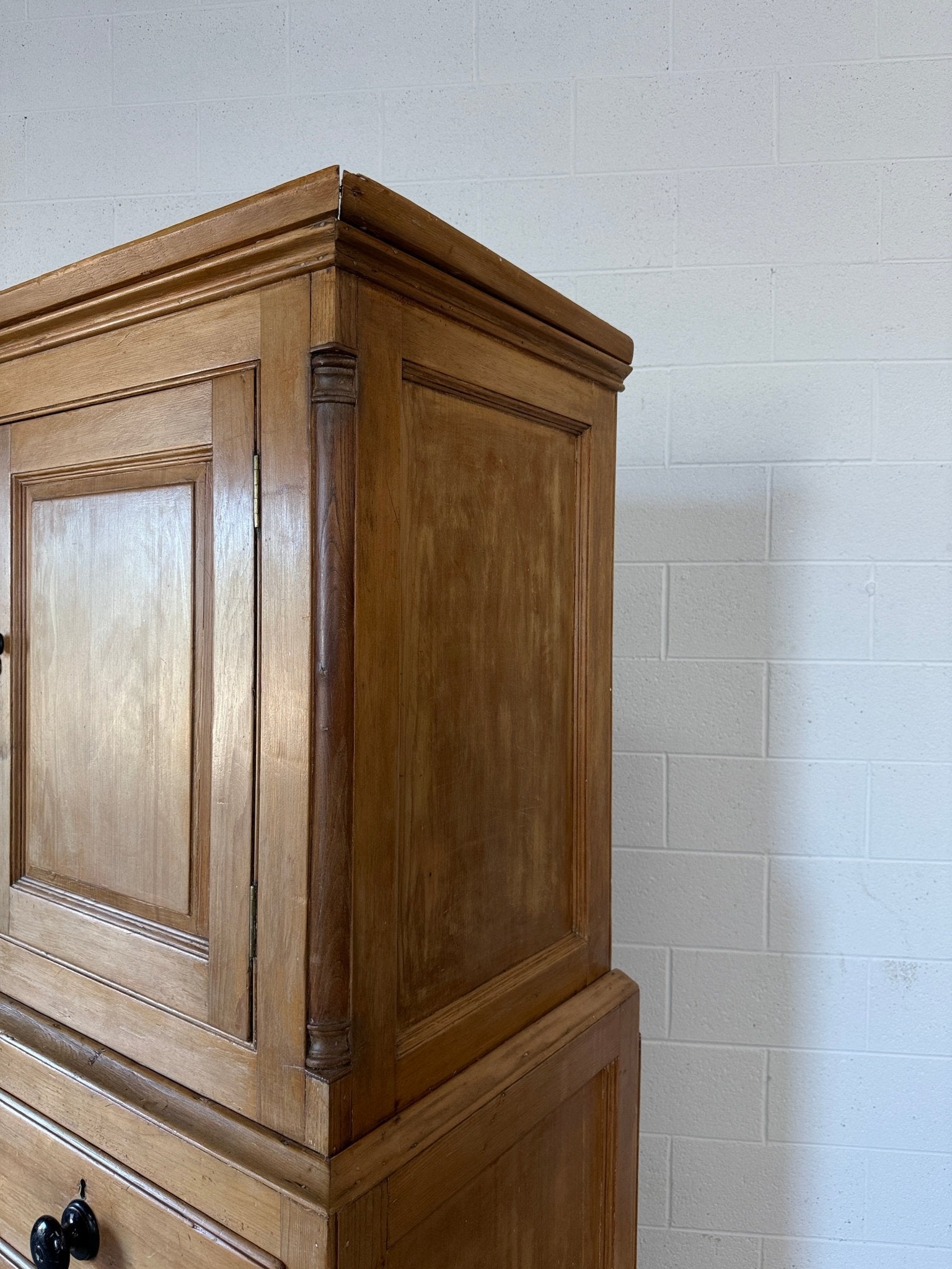 Antique English Linen Press with Shelved Interior - House on Horizon