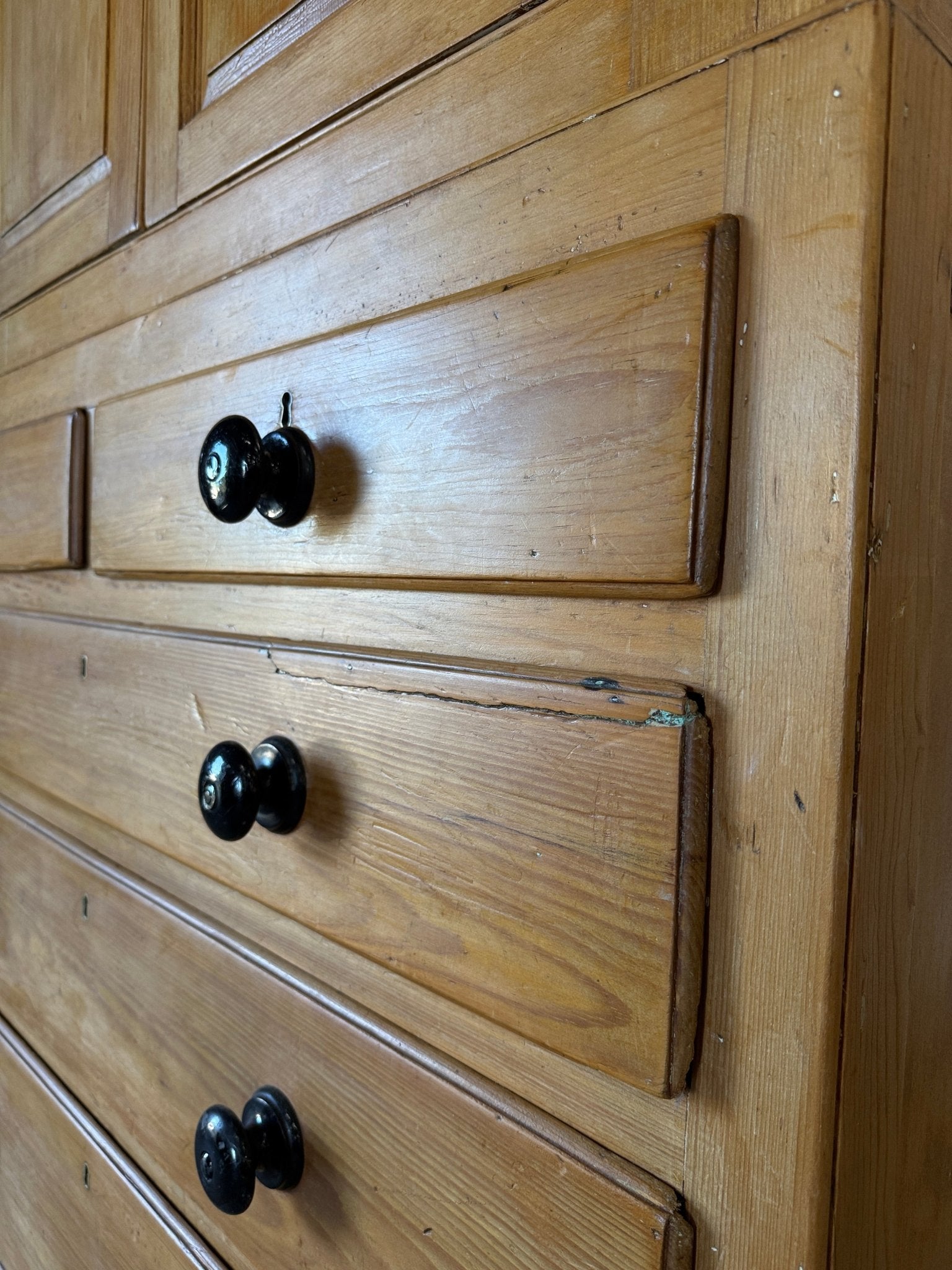 Antique English Linen Press with Shelved Interior - House on Horizon