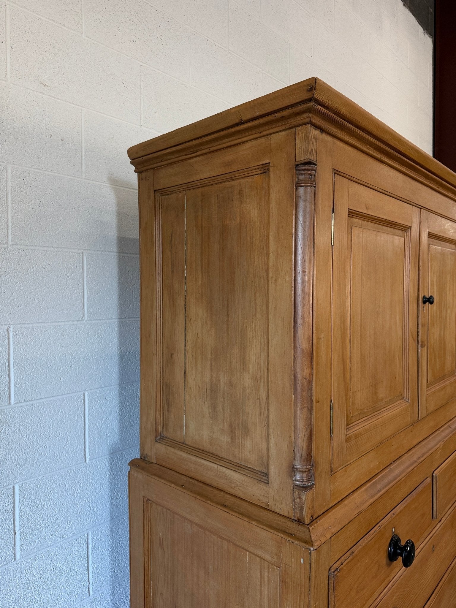 Antique English Linen Press with Shelved Interior - House on Horizon