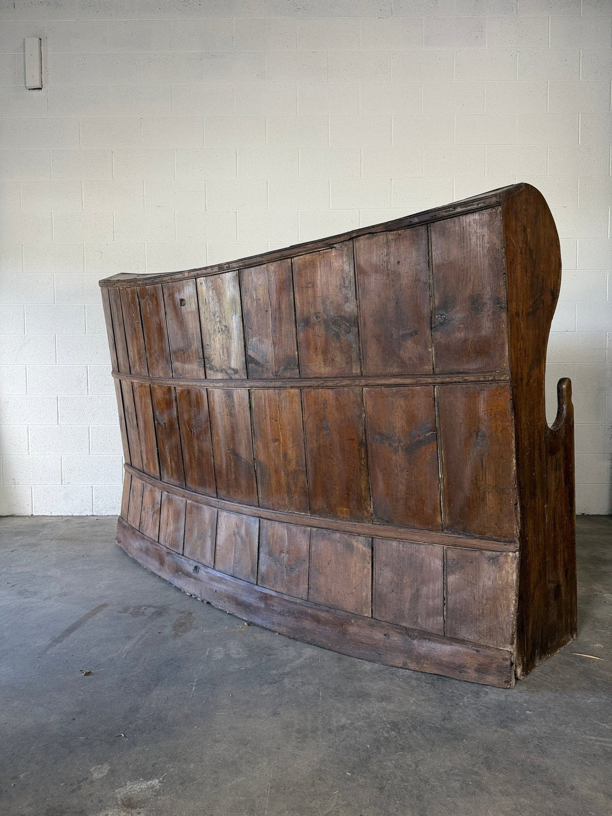 Antique English pine barrel back settle - House on Horizon