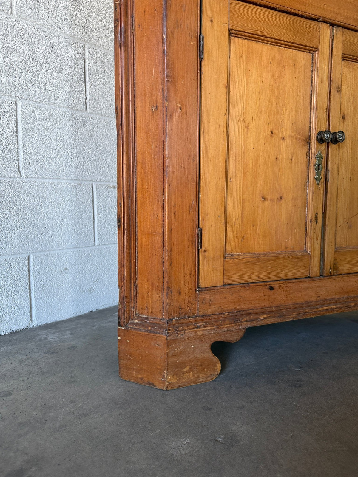 Antique English pine corner cabinet with glazed astragal door - House on Horizon