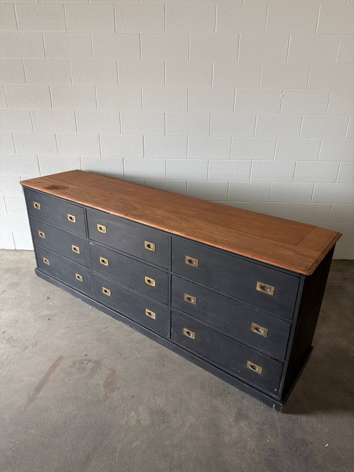Antique English pine drawers with campaign handles - House on Horizon