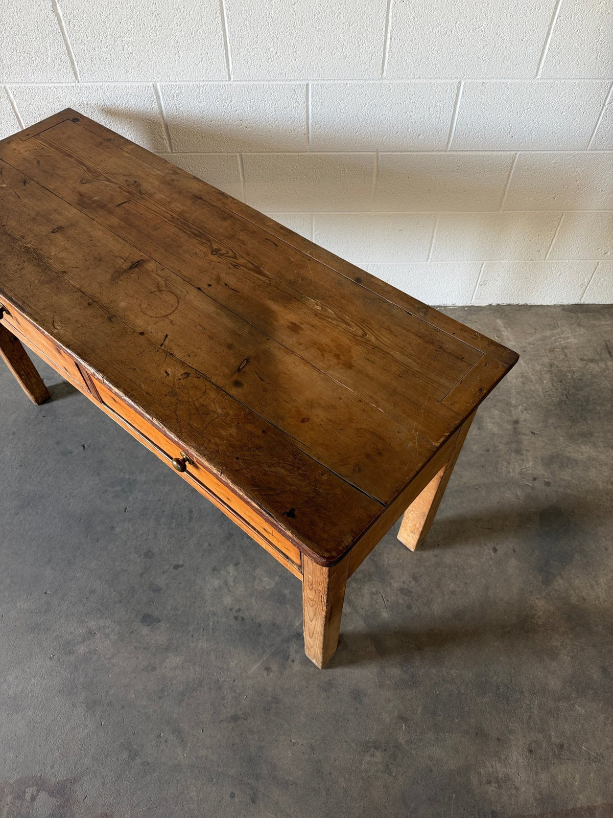 Antique English pine entry or side table - House on Horizon