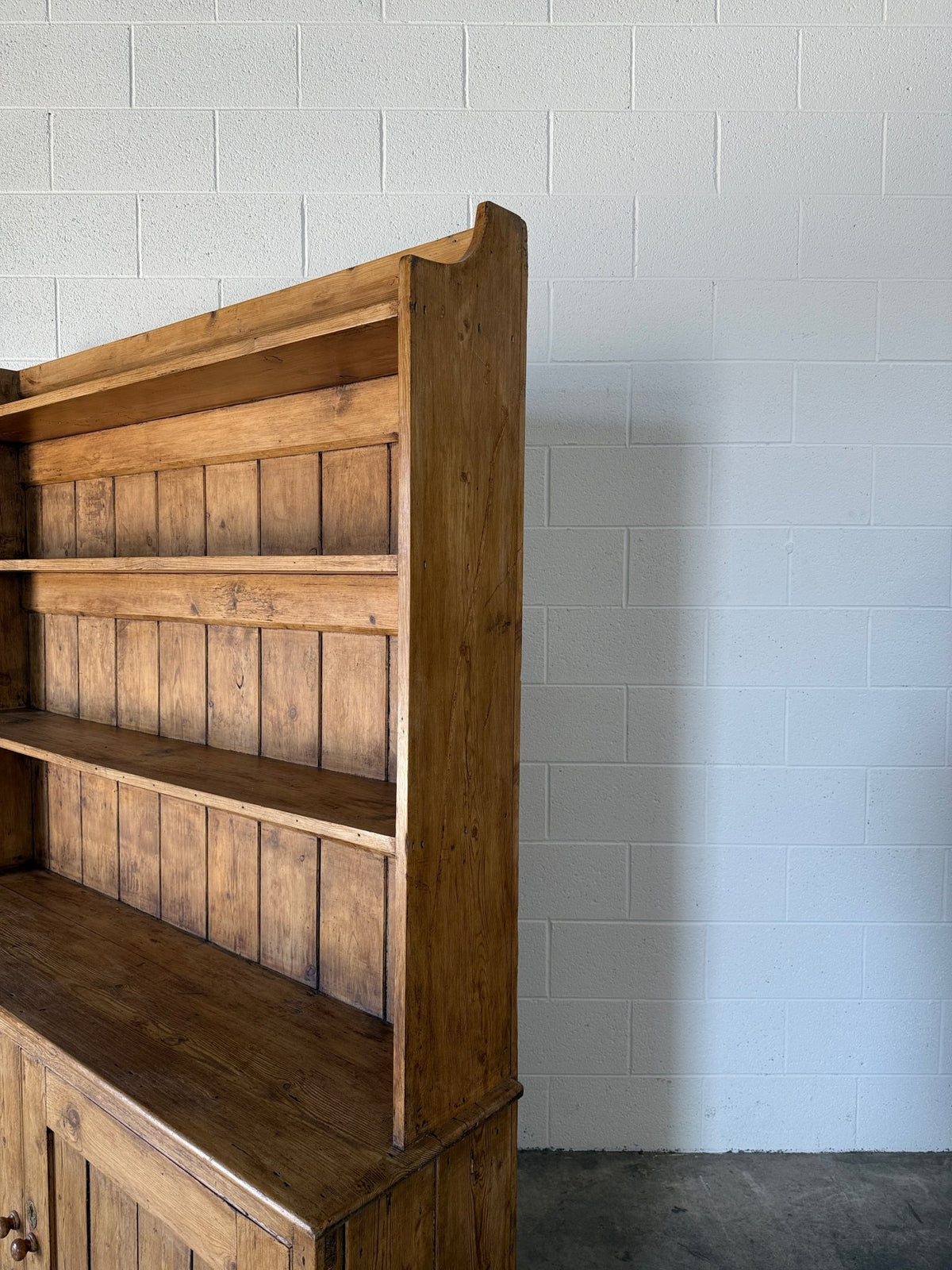 Antique English pine one-piece hutch - House on Horizon