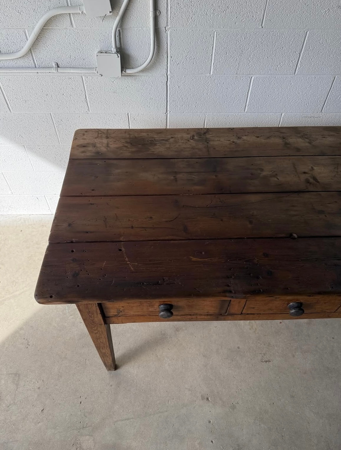 Antique English pine prep table - House on Horizon