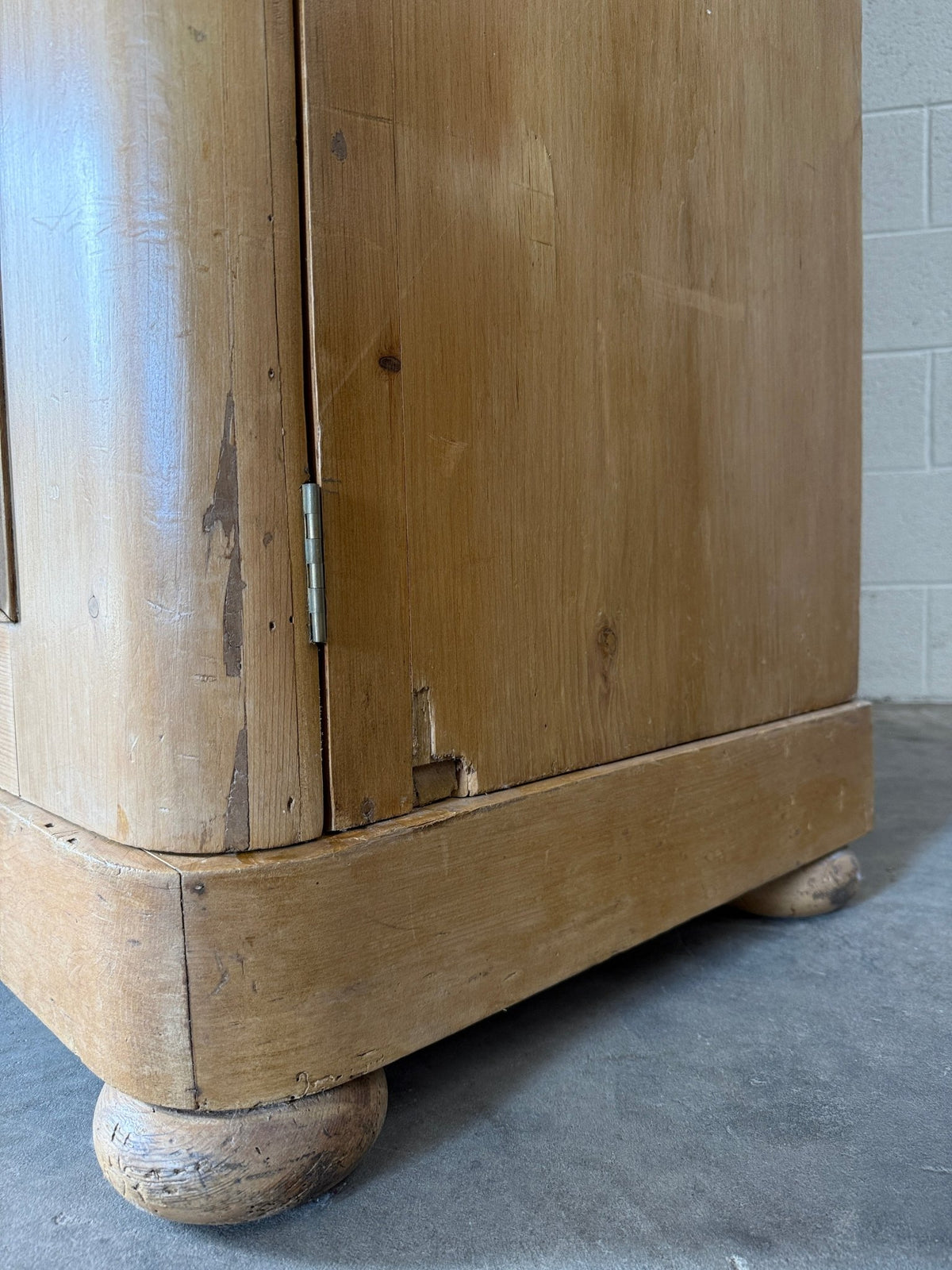 Antique English pine wardrobe with arched panel doors and fitted interior - House on Horizon