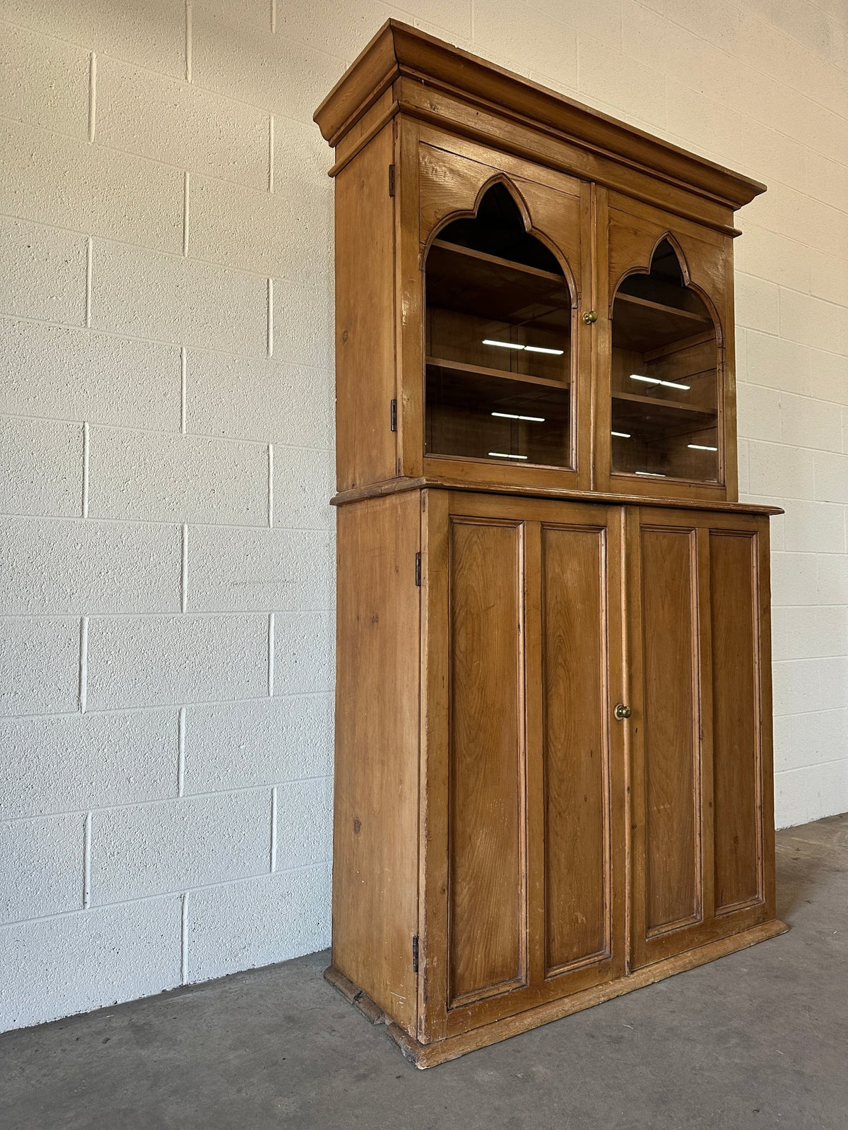 Antique European hutch with glass doors - House on Horizon