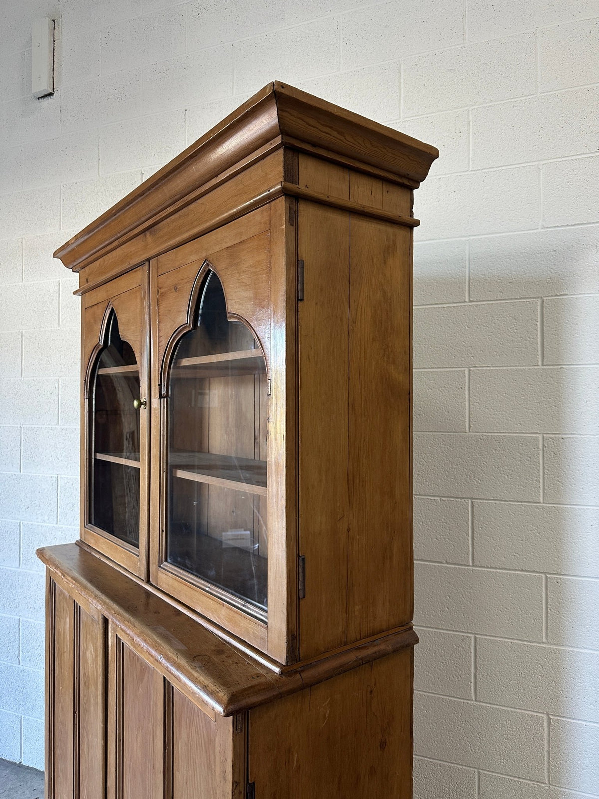 Antique European hutch with glass doors - House on Horizon