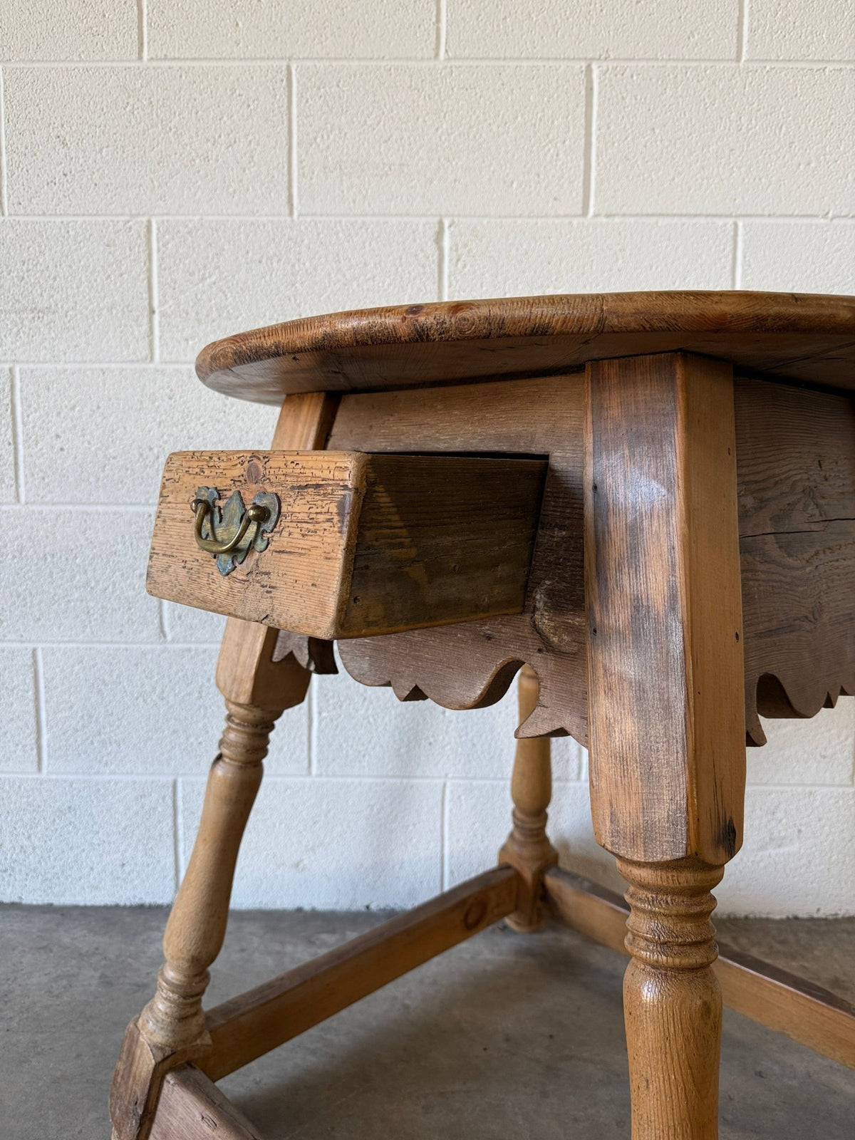 Antique European pine side table with drawer - House on Horizon