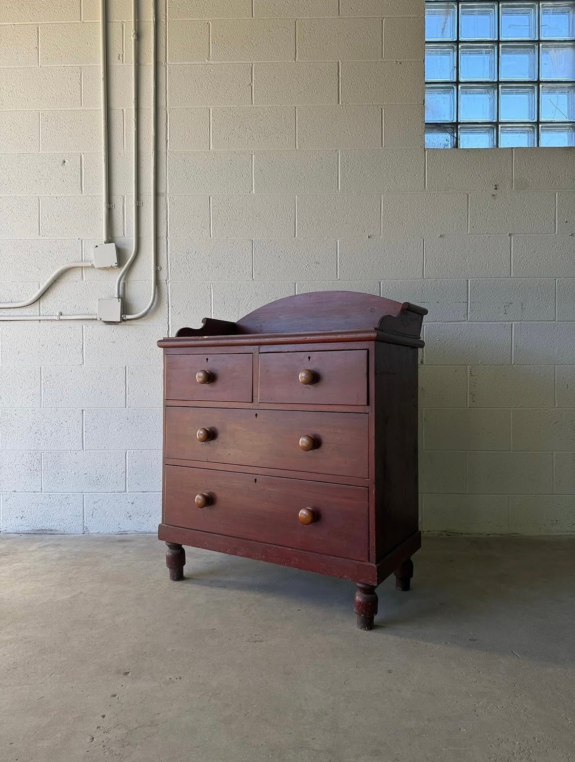 Antique pine chest of drawers with gallery back - House on Horizon