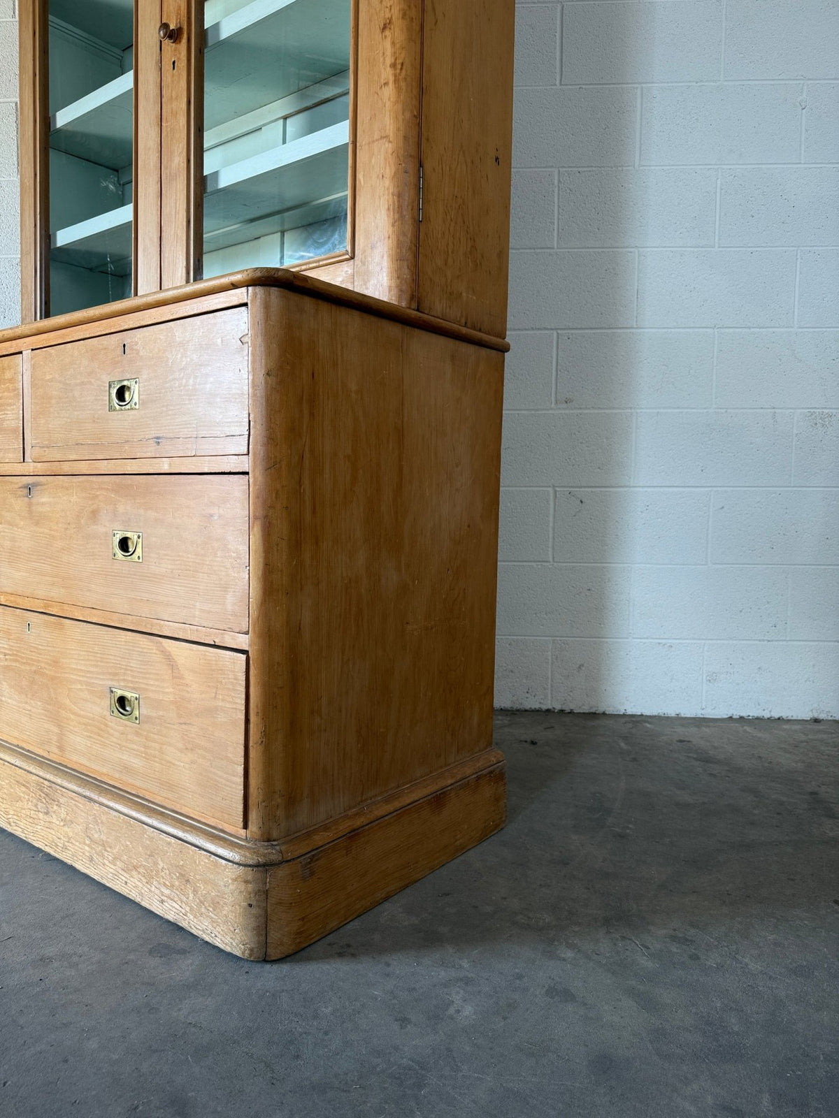 Antique Pine Cupboard with Campaign Handles - House on Horizon