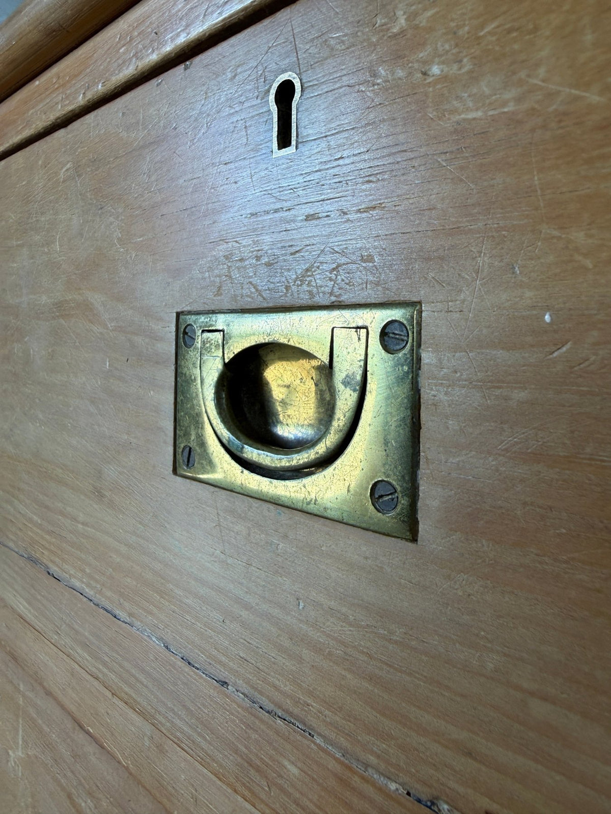 Antique Pine Cupboard with Campaign Handles - House on Horizon