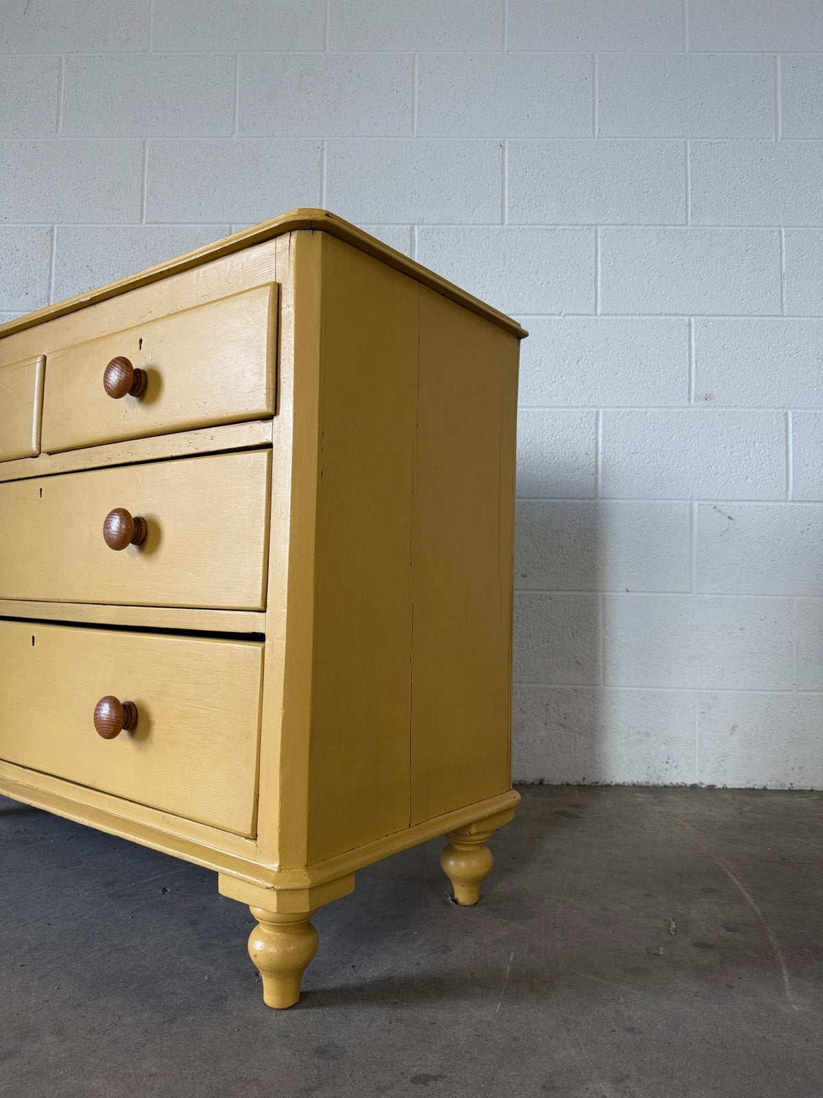 Antique pine drawers painted yellow - House on Horizon