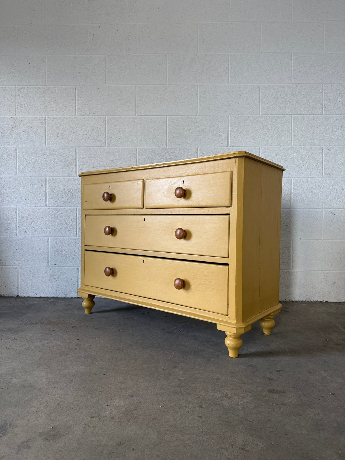 Antique pine drawers painted yellow - House on Horizon
