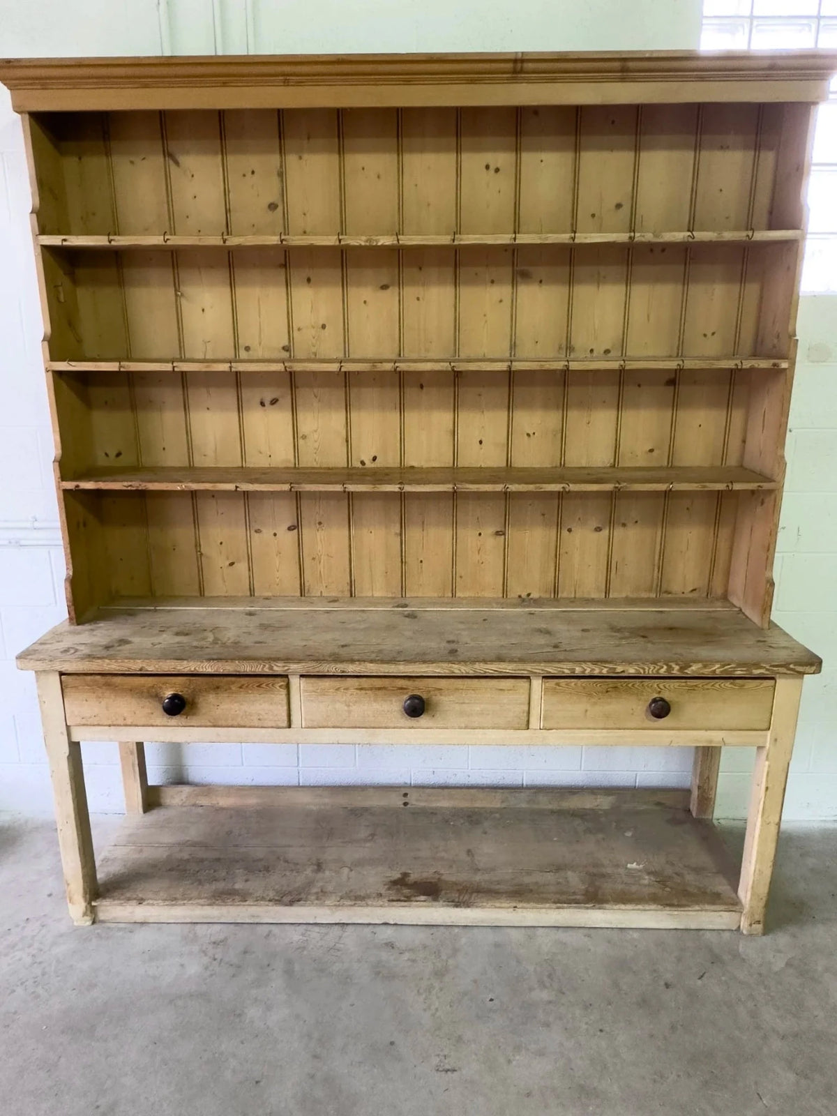 Antique pine hutch with open lower shelf - House on Horizon