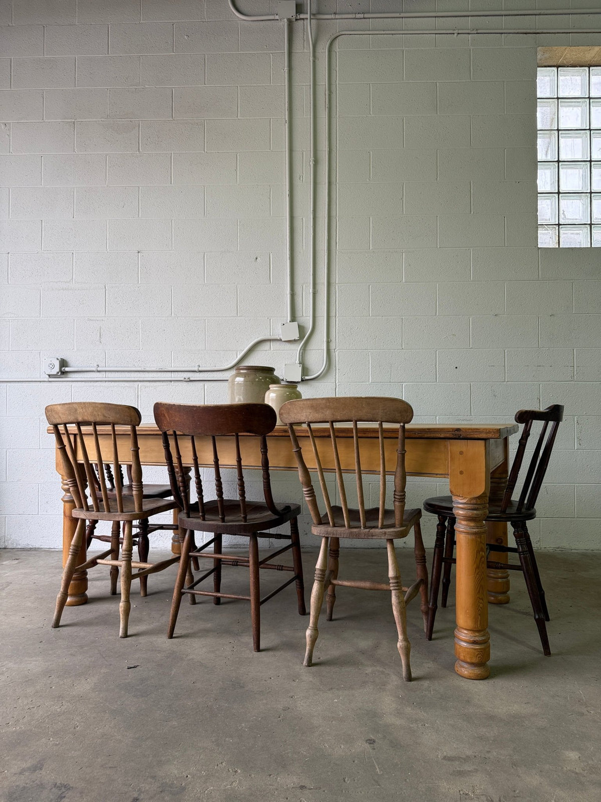 Antique pine kitchen or dining table - House on Horizon