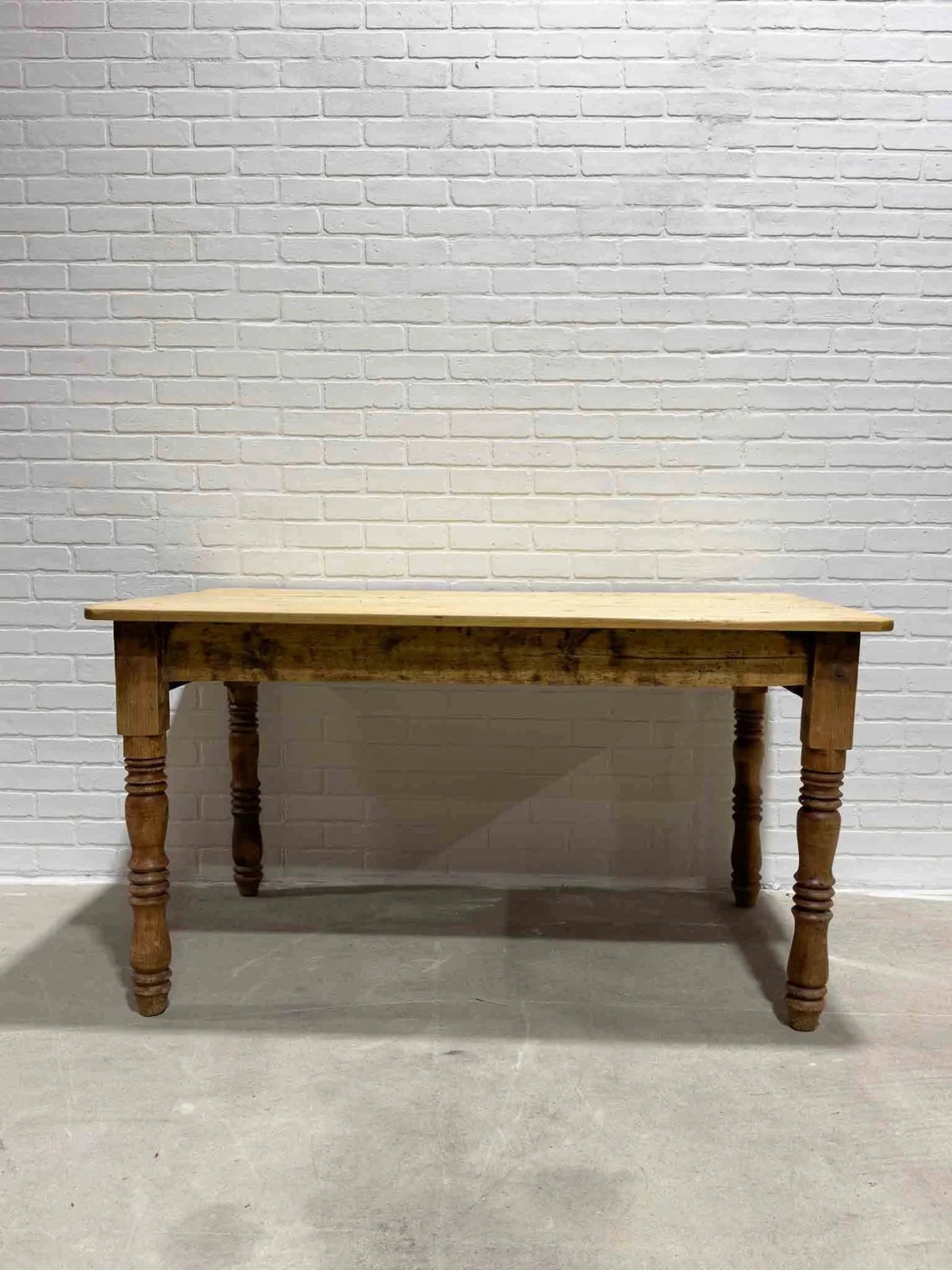 Antique pine kitchen table with a plank top - House on Horizon