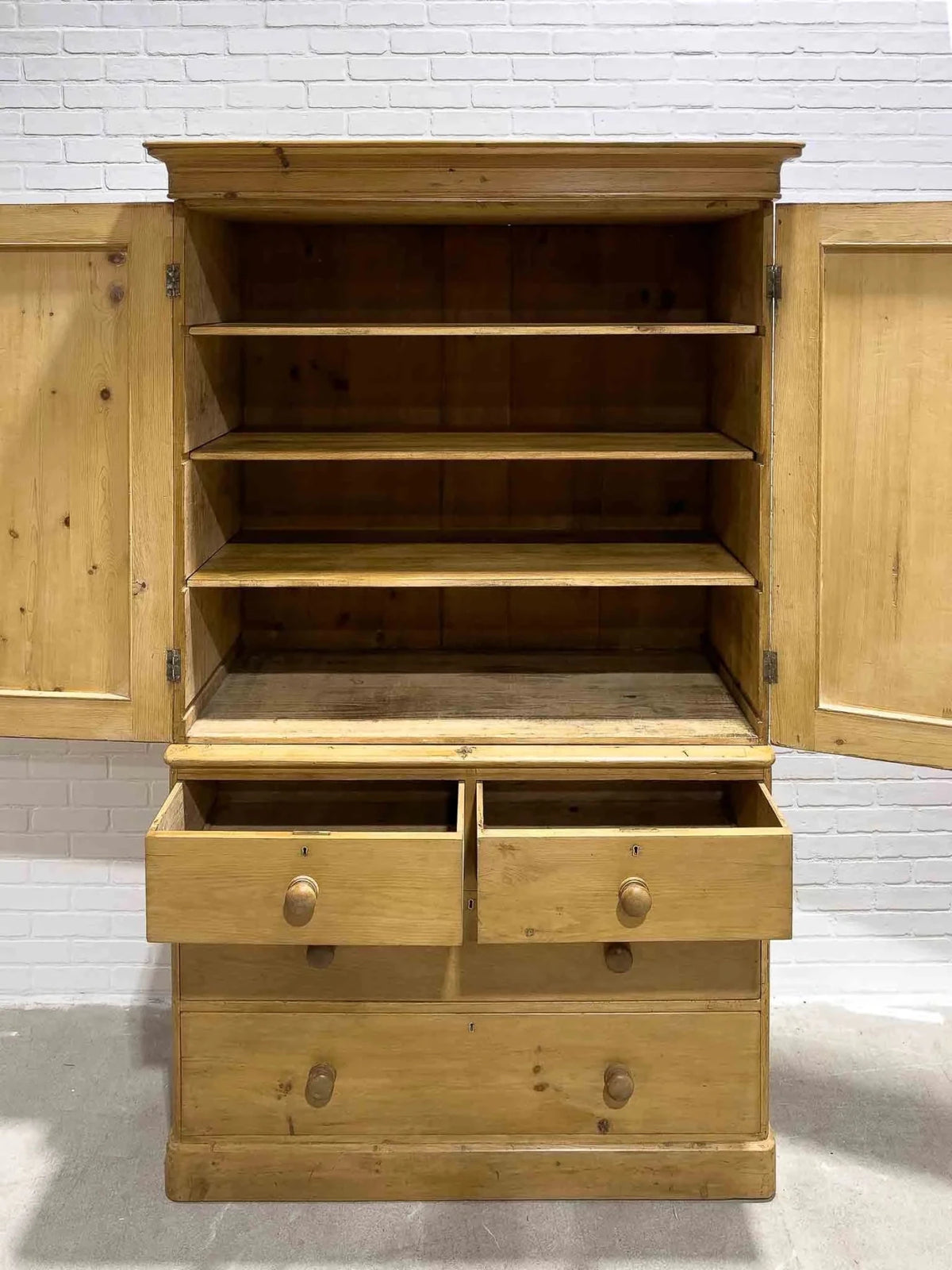 Antique pine linen press - House on Horizon