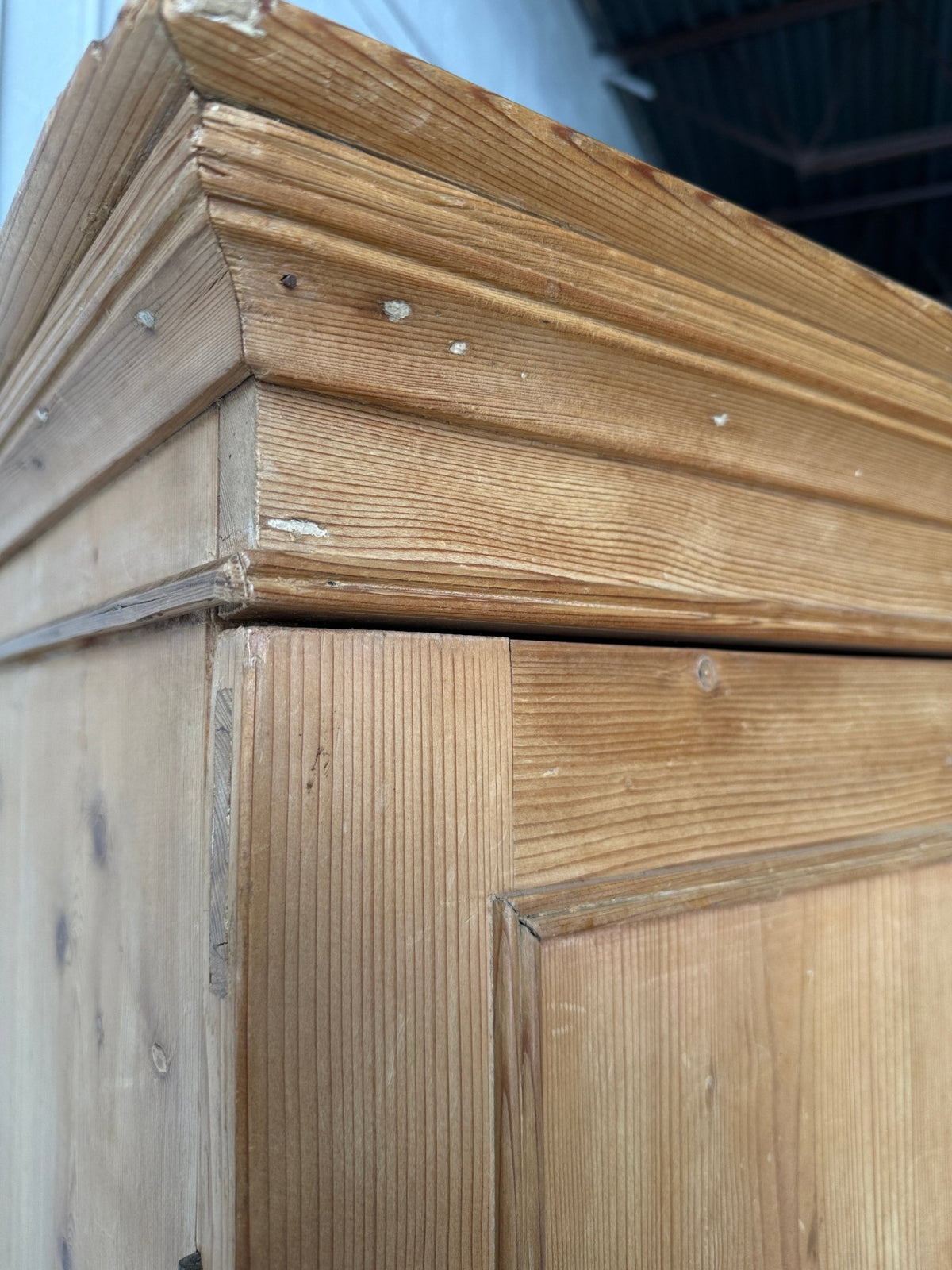 Antique pine linen press with working key - House on Horizon