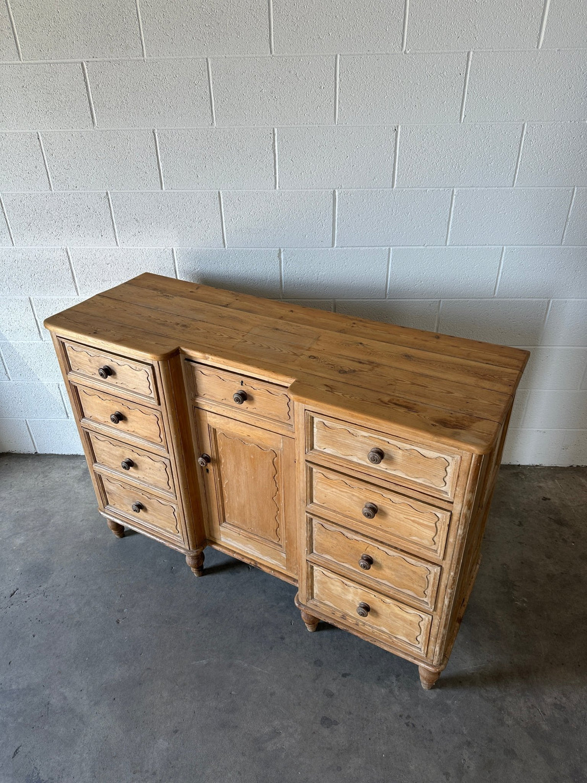 Antique Pine Sideboard with Wavy Detail - House on Horizon