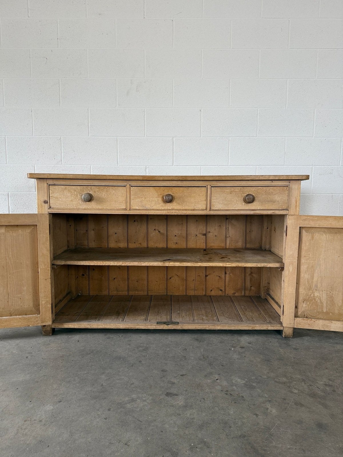 Antique pine sideboard with working key - House on Horizon