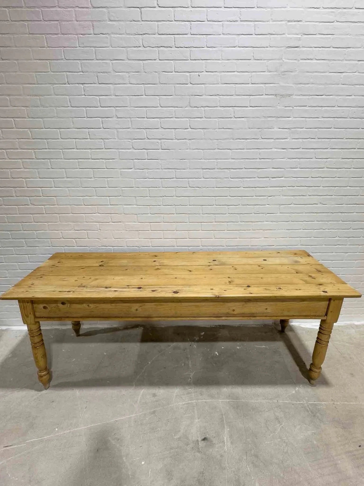 Antique pine table with turned legs - House on Horizon