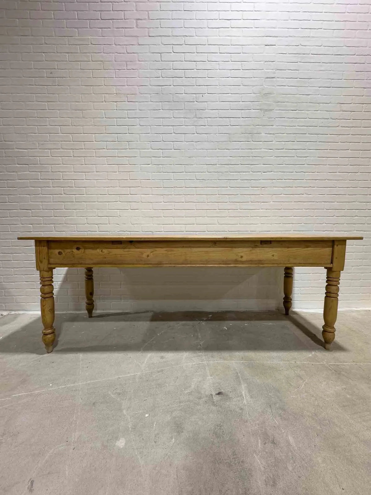Antique pine table with turned legs - House on Horizon