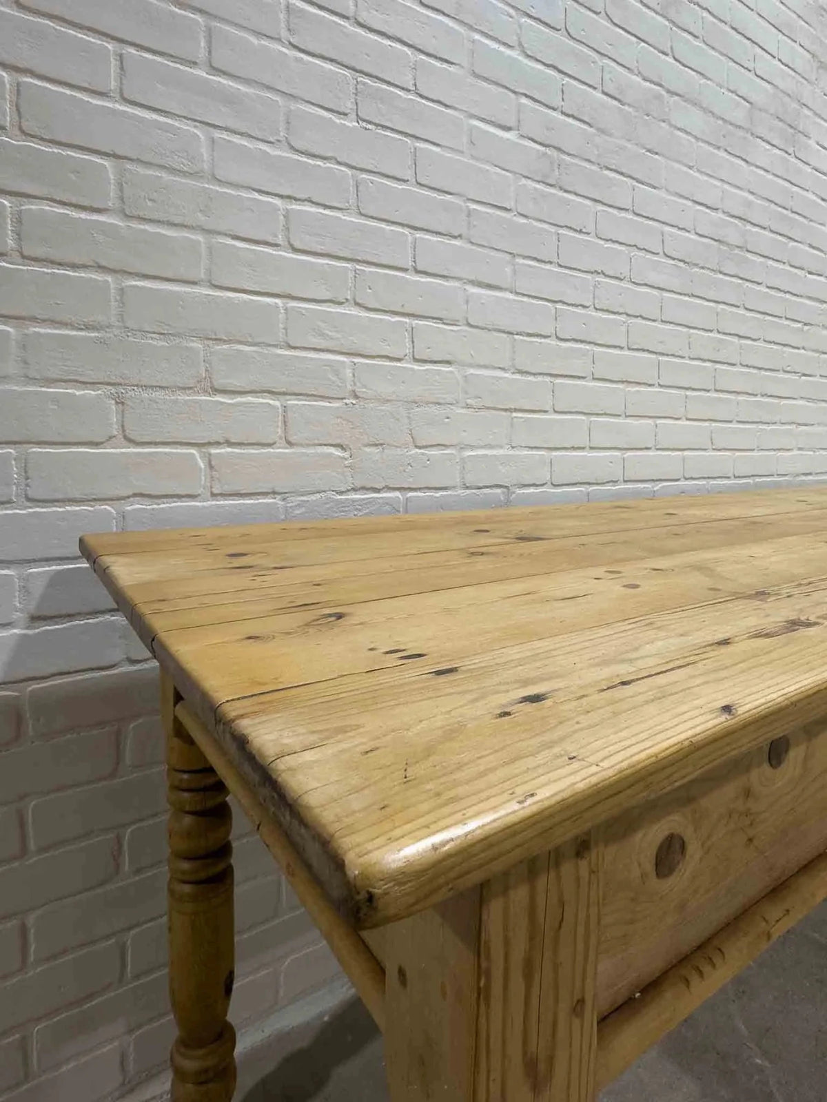 Antique pine table with turned legs - House on Horizon