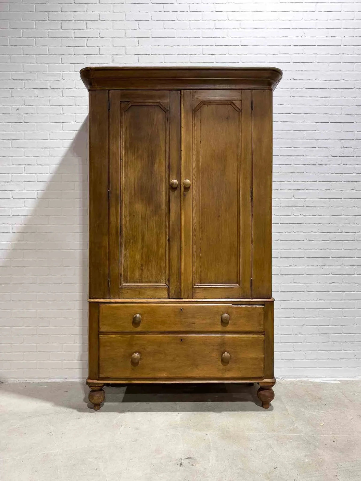 Antique pine wardrobe on tulip feet - House on Horizon