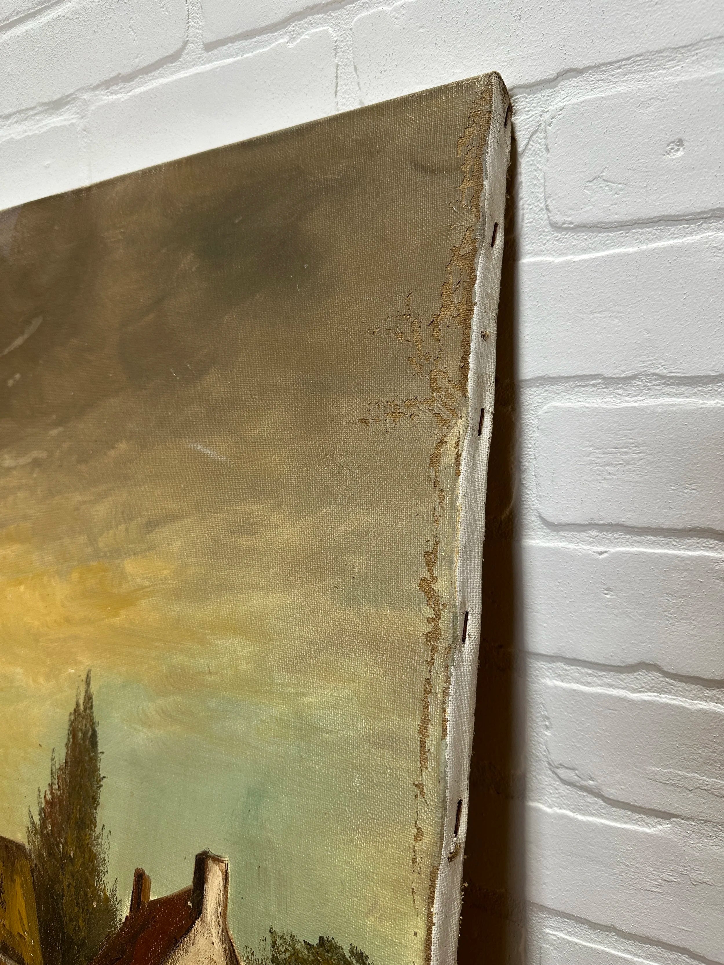 Large antique oil on canvas