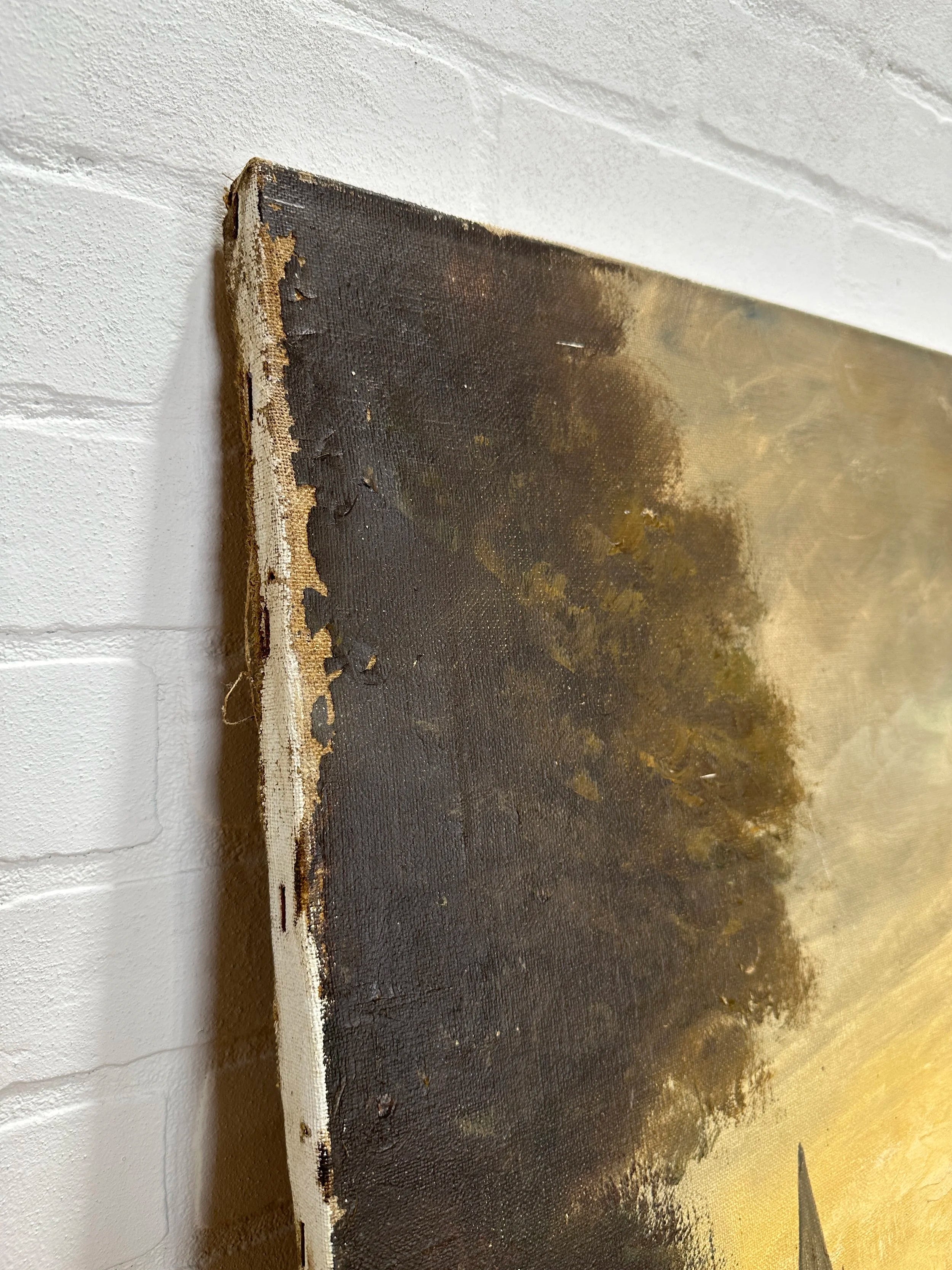 Large antique oil on canvas