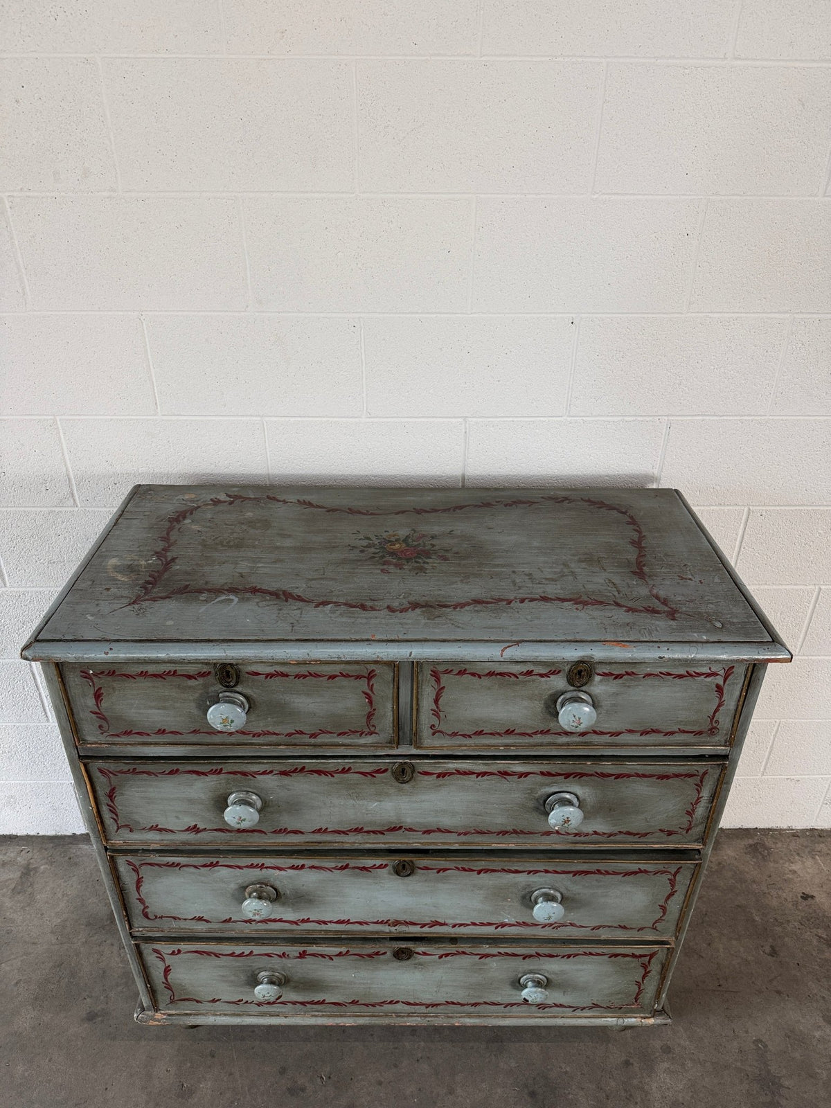 Blue Painted Georgian Pine Drawers - House on Horizon