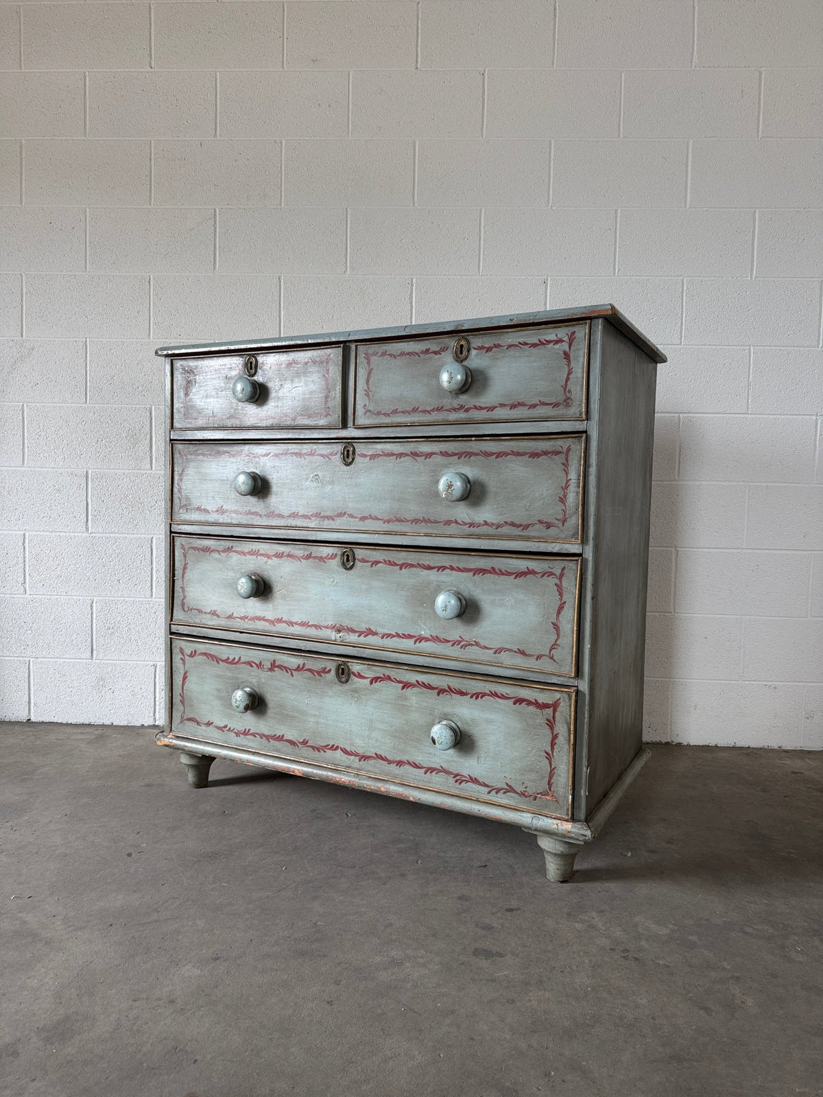 Blue Painted Georgian Pine Drawers - House on Horizon