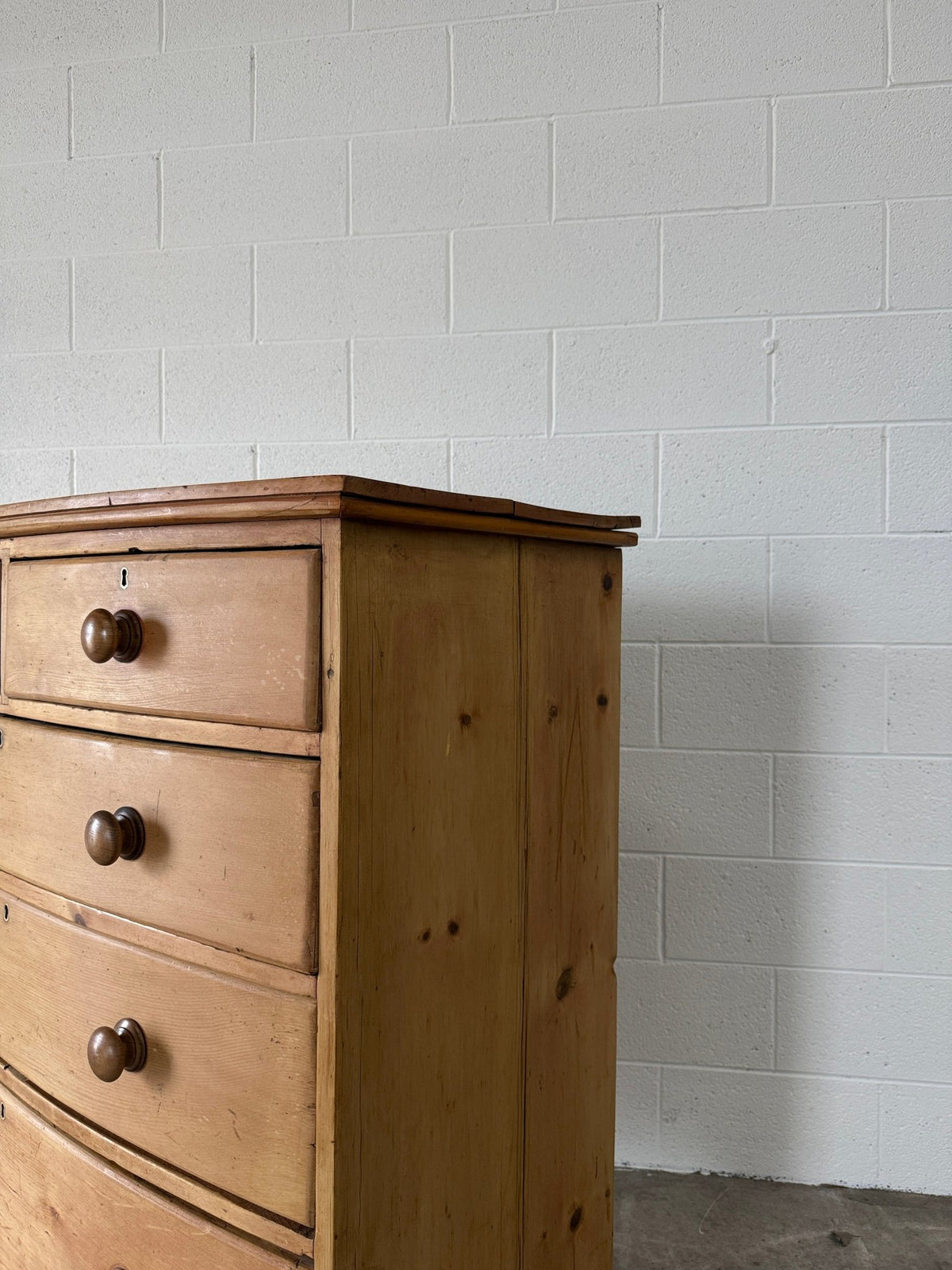 Bowfront antique English drawers - House on Horizon