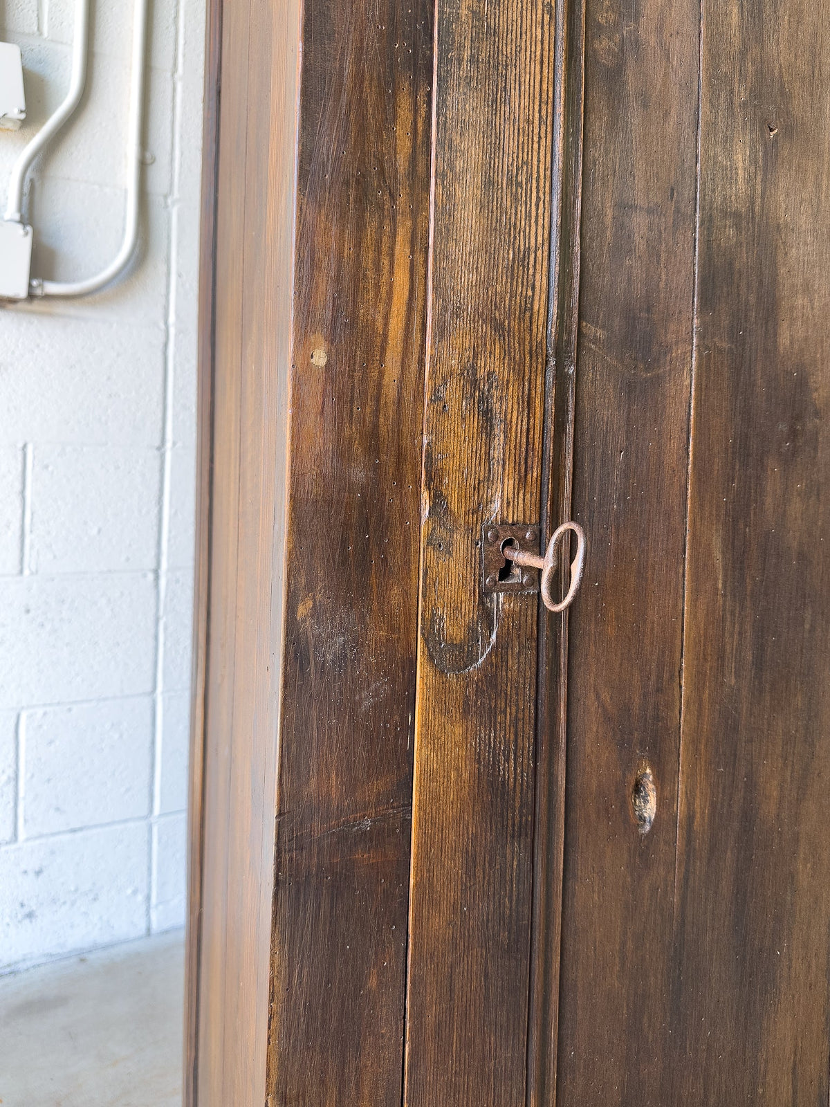 Dark stained antique pine cupboard - House on Horizon