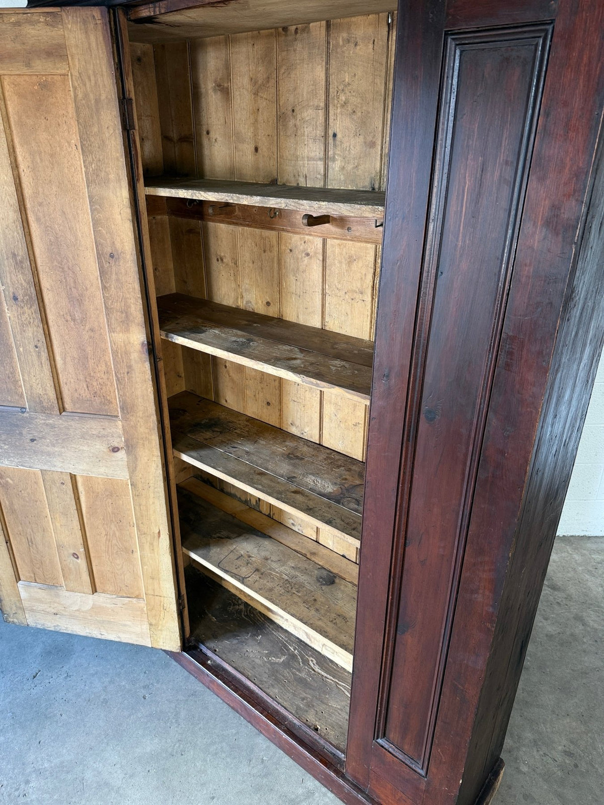 Dark stained antique pine larder cupboard - House on Horizon