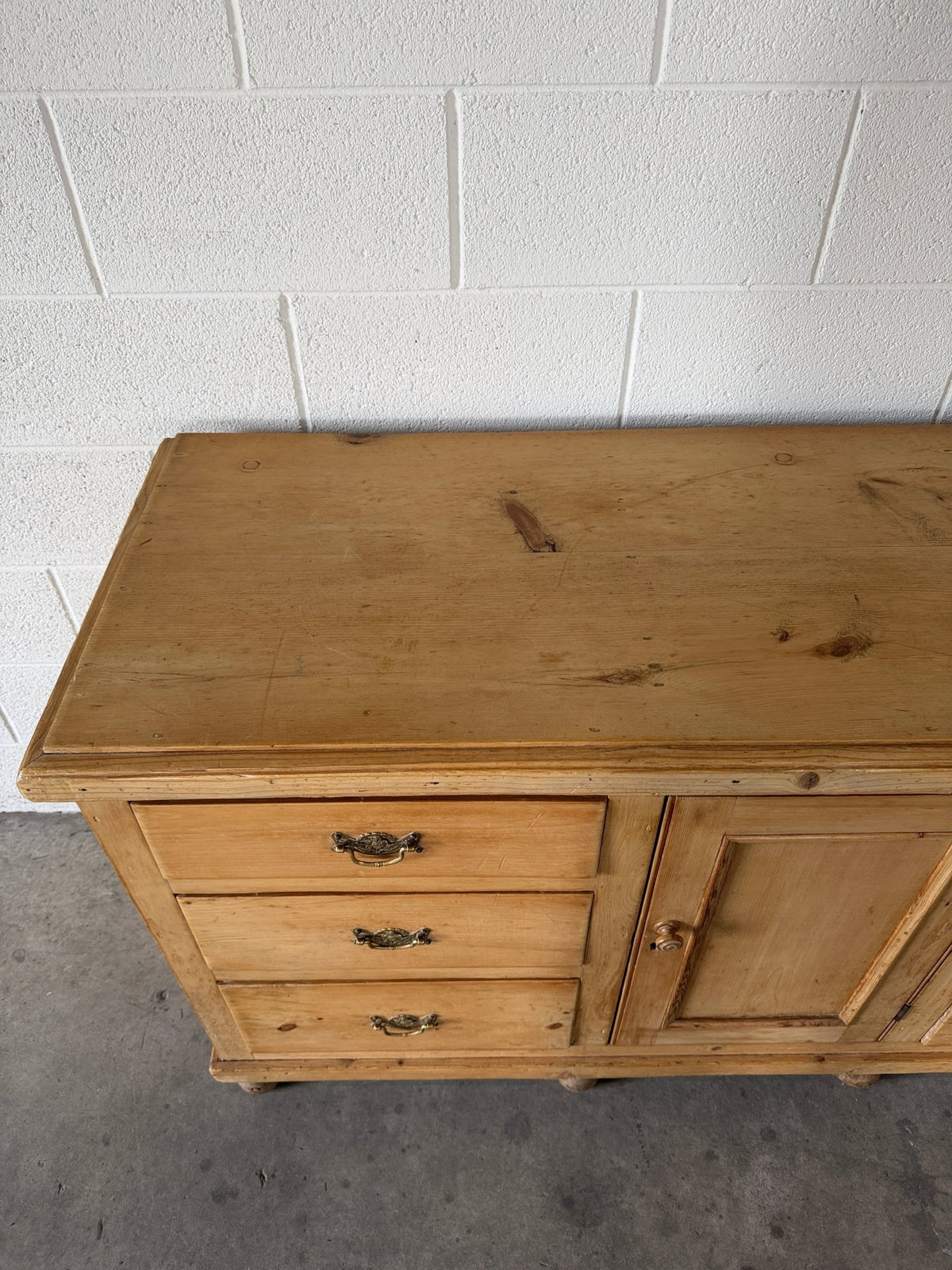 English pine sideboard with decorative pulls - House on Horizon
