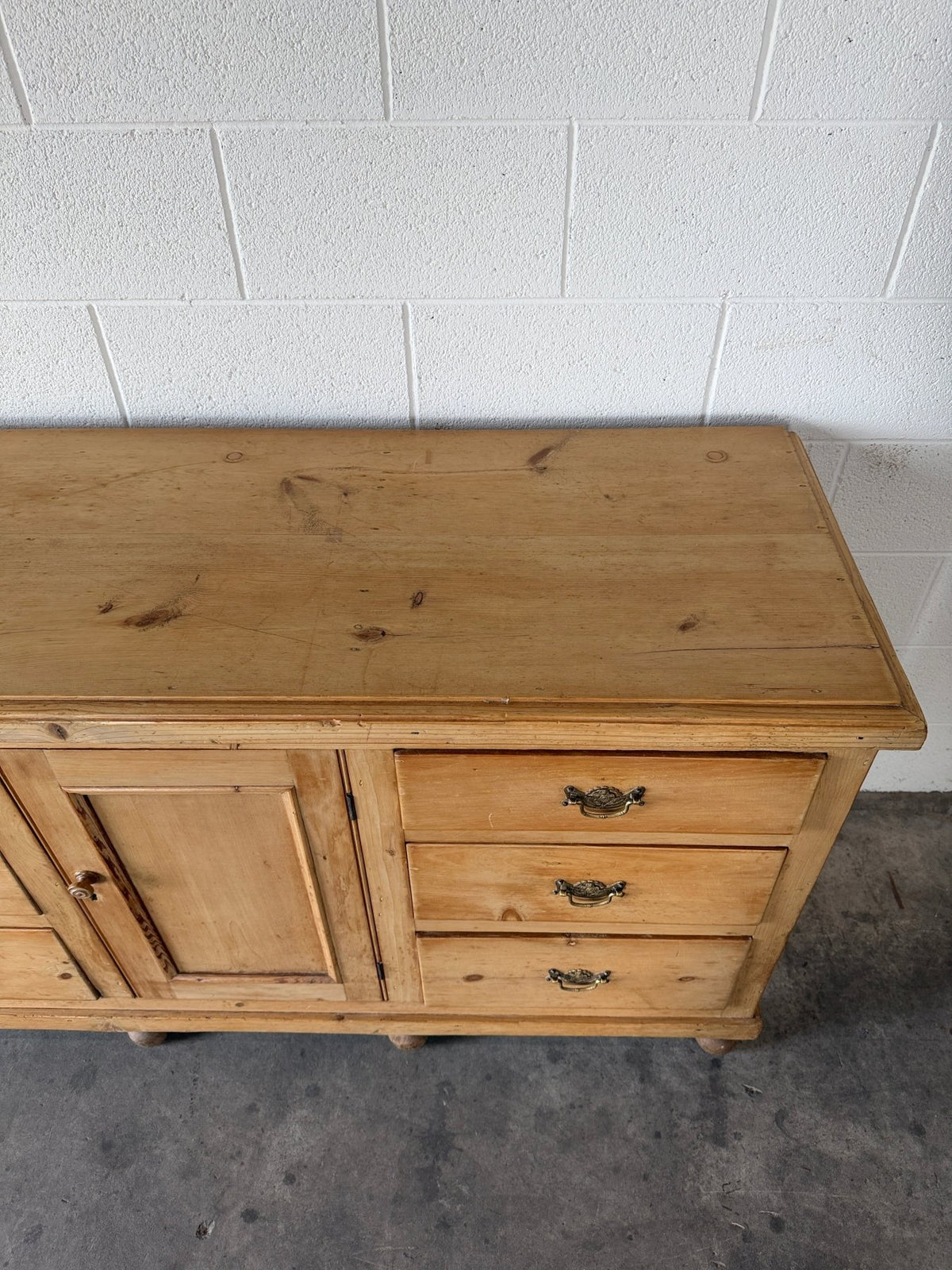 English pine sideboard with decorative pulls - House on Horizon