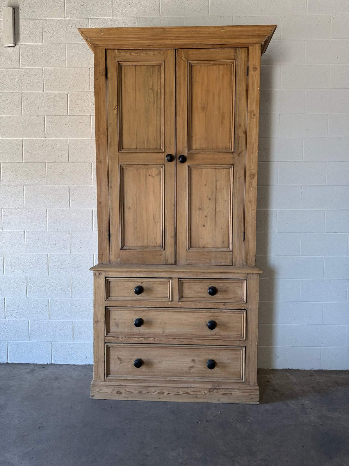 Exceptionally Tall English Pine Housekeeper’s Cupboard - House on Horizon