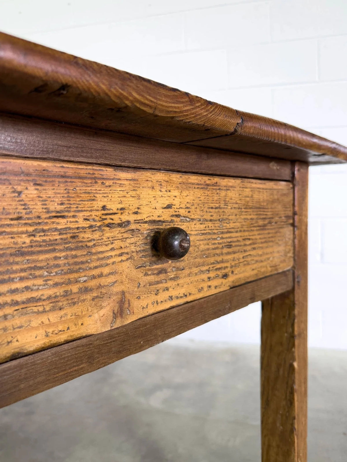French Antique Farmhouse Table with Drawer - House on Horizon