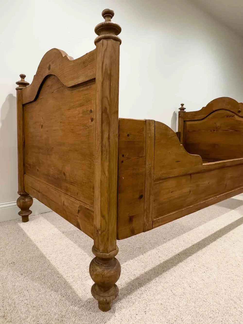 Antique pine sleigh bed