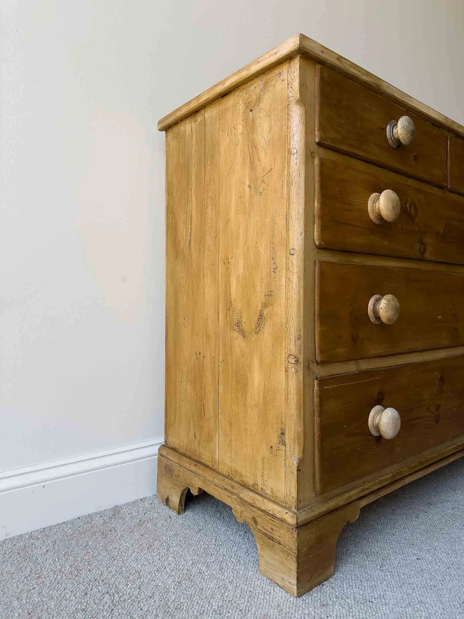 Mid-brown colored set of victorian pine drawers