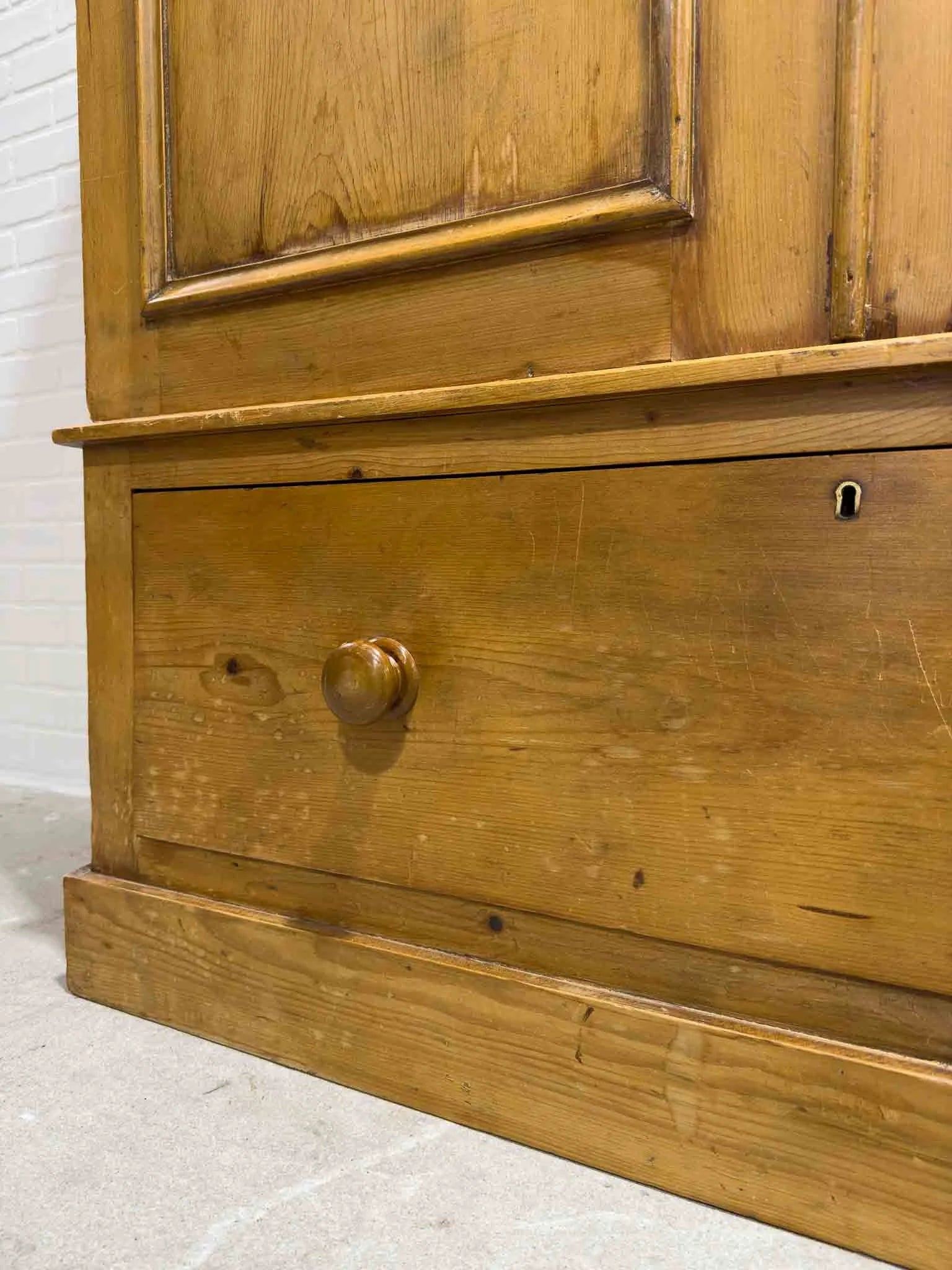 Antique English pine wardrobe