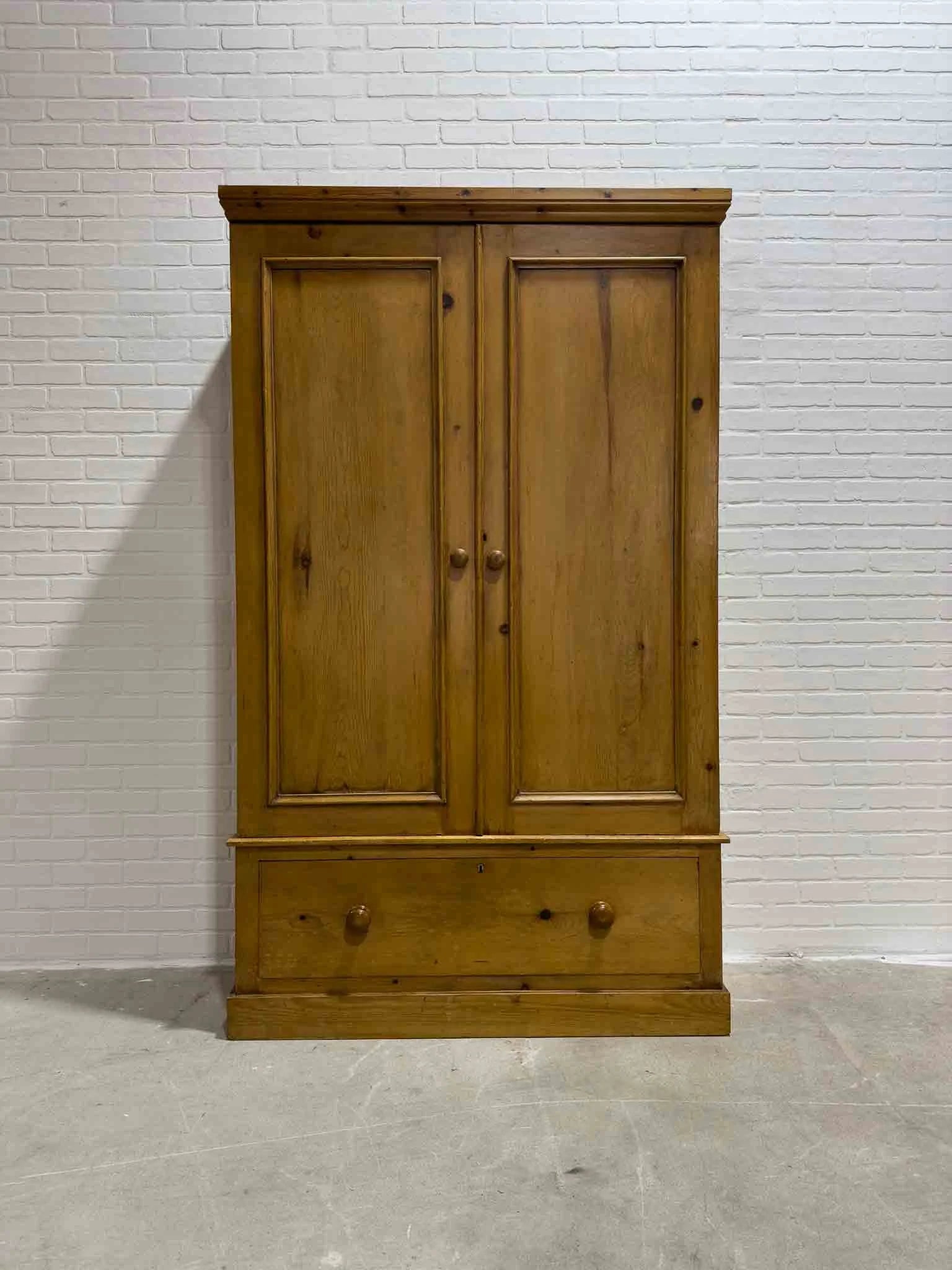 Antique English pine wardrobe