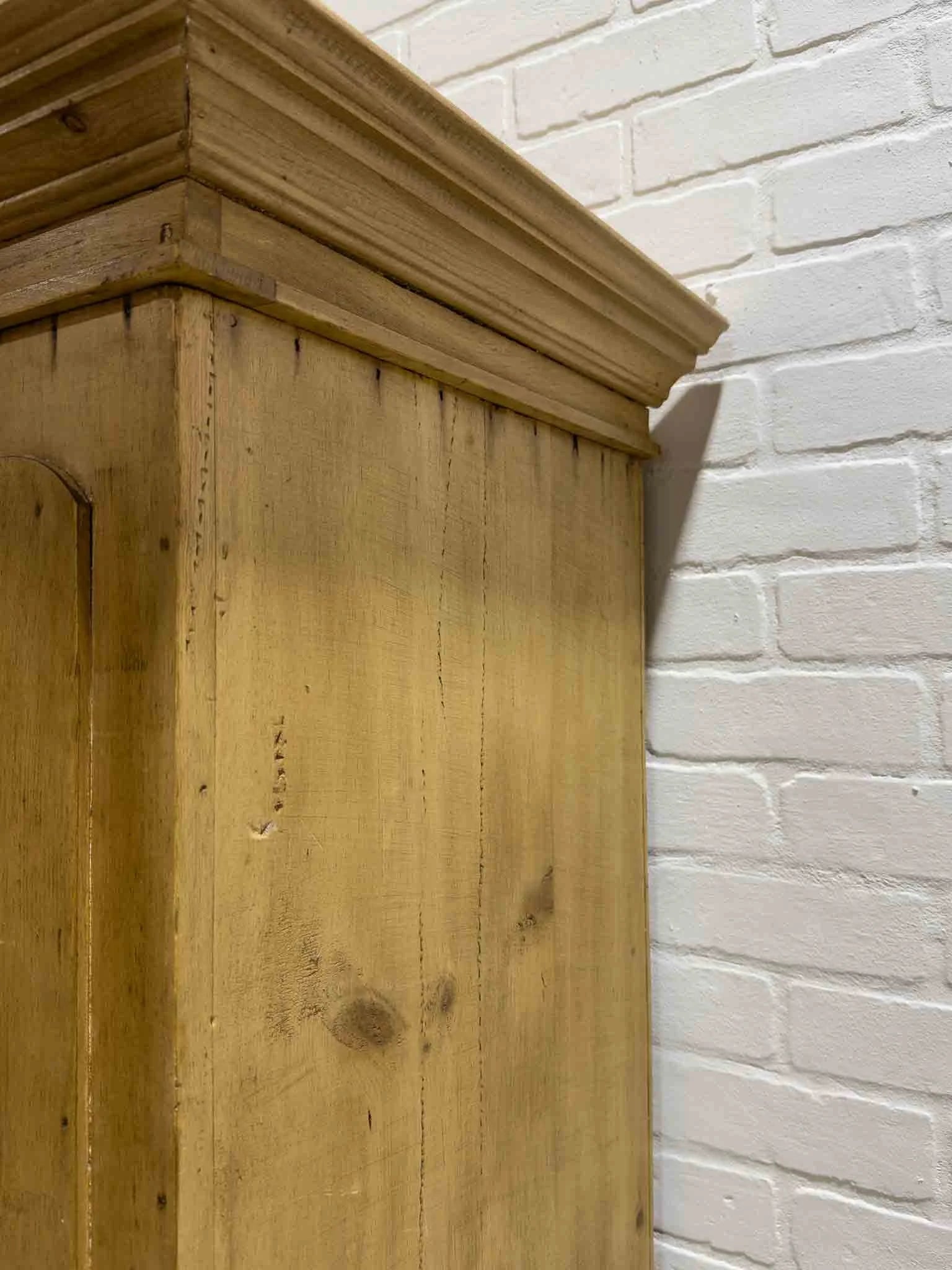 Victorian pine wardrobe with a drawer