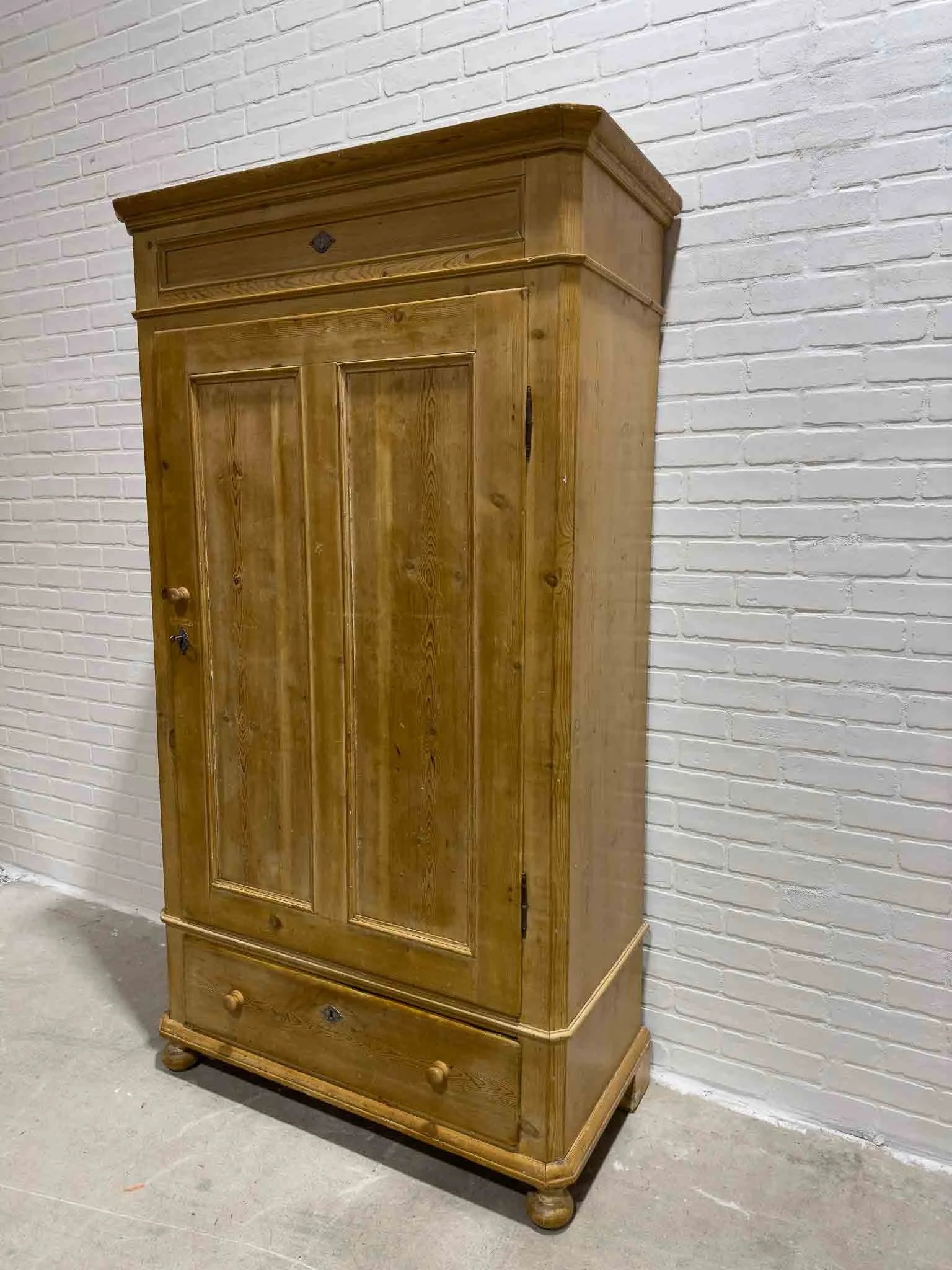 Antique pine continental wardrobe