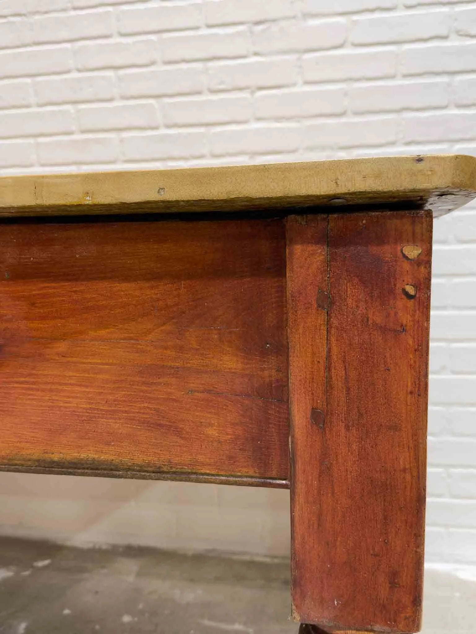 Antique dairy table with turned legs